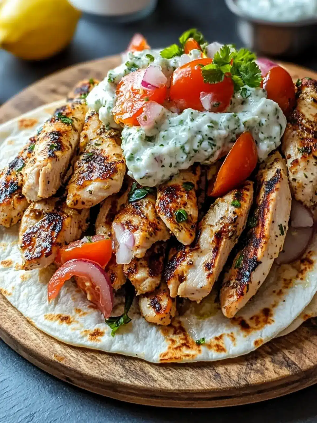 Greek Chicken Gyros with Lemon-Herb Marinade and Tzatziki Bliss 3 Greek Chicken Gyros with Lemon-Herb Marinade and Tzatziki