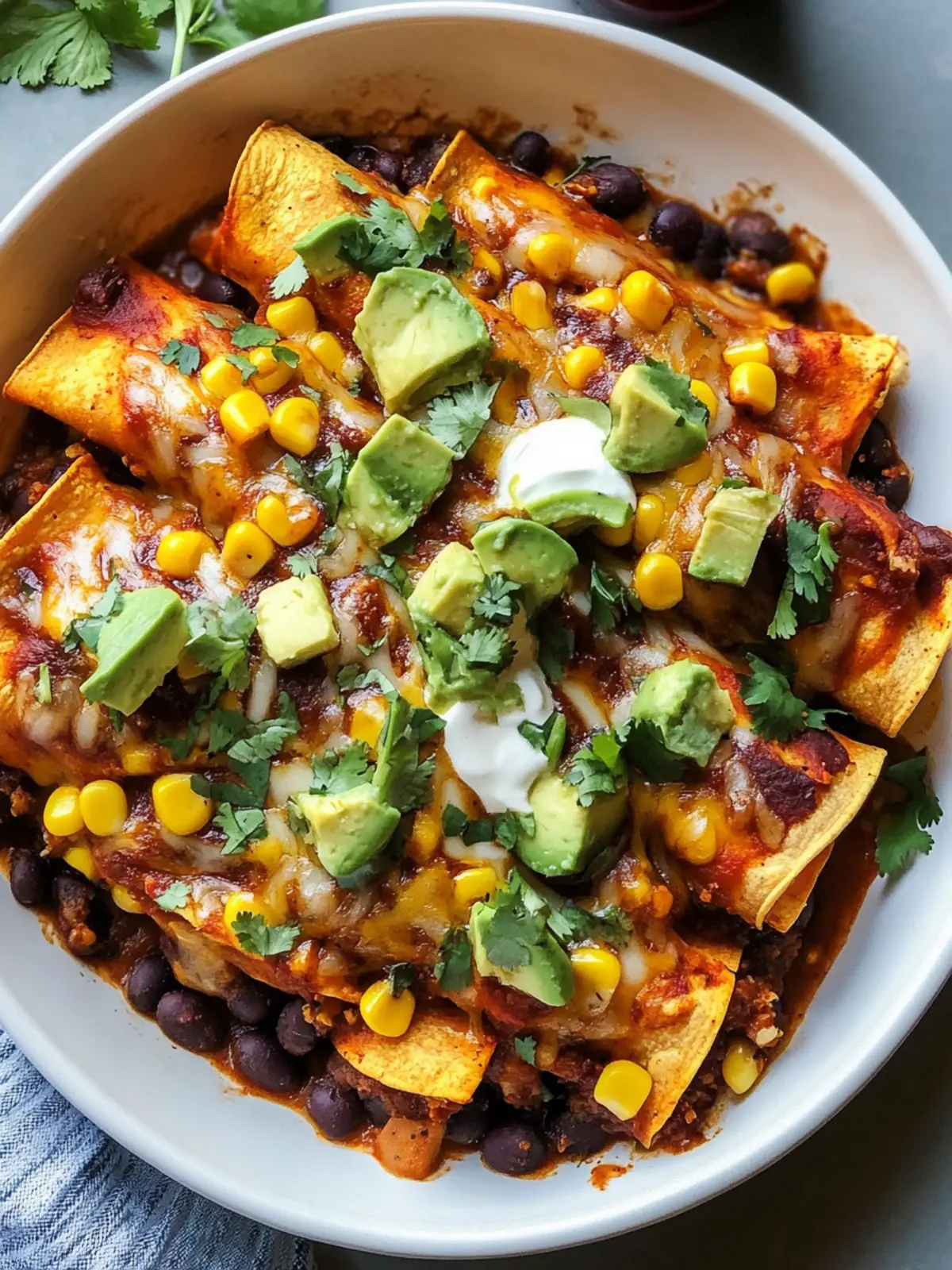 Savory Sweet Potato, Corn, and Black Bean Enchiladas Recipe 4 Sweet Potato, Corn, and Black Bean Enchiladas