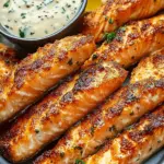 Crispy Salmon Strips with Herb Tartar Dip for Effortless Elegance 41 Crispy Salmon Strips with Herb Tartar Dip