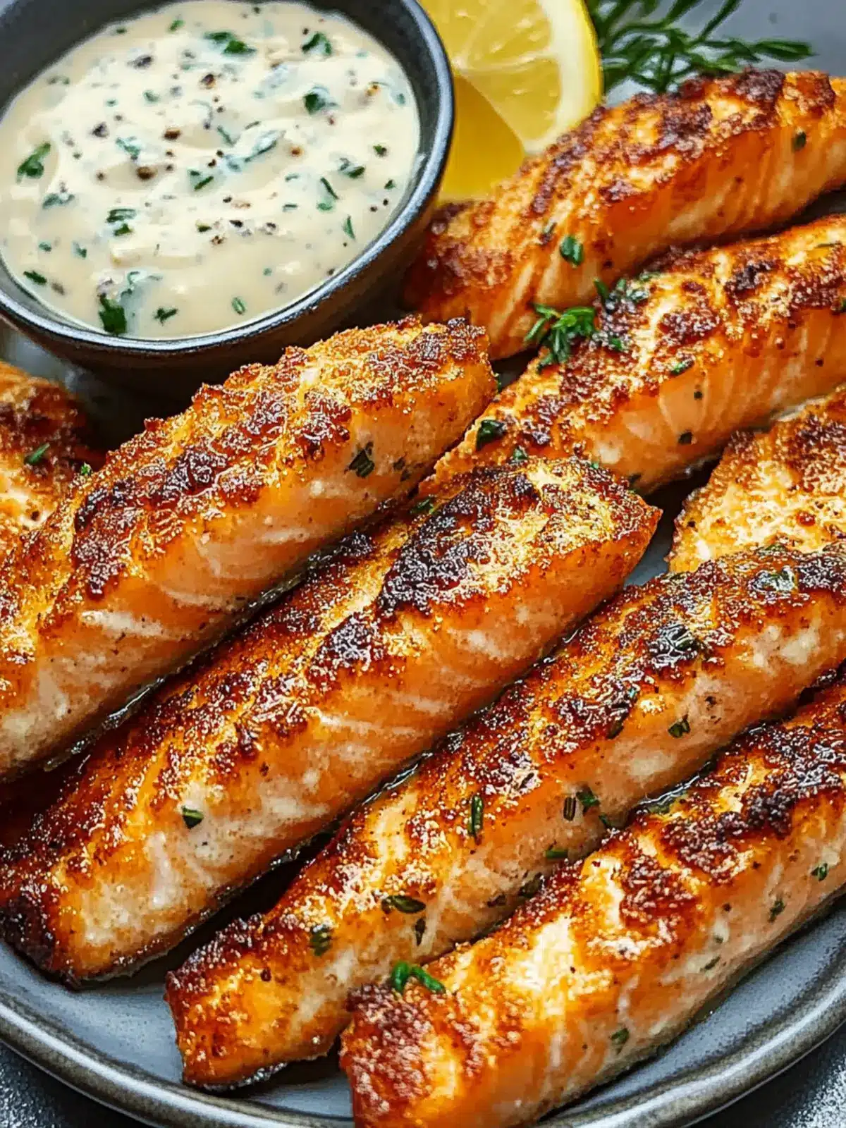 Crispy Salmon Strips with Herb Tartar Dip for Effortless Elegance 5 Crispy Salmon Strips with Herb Tartar Dip