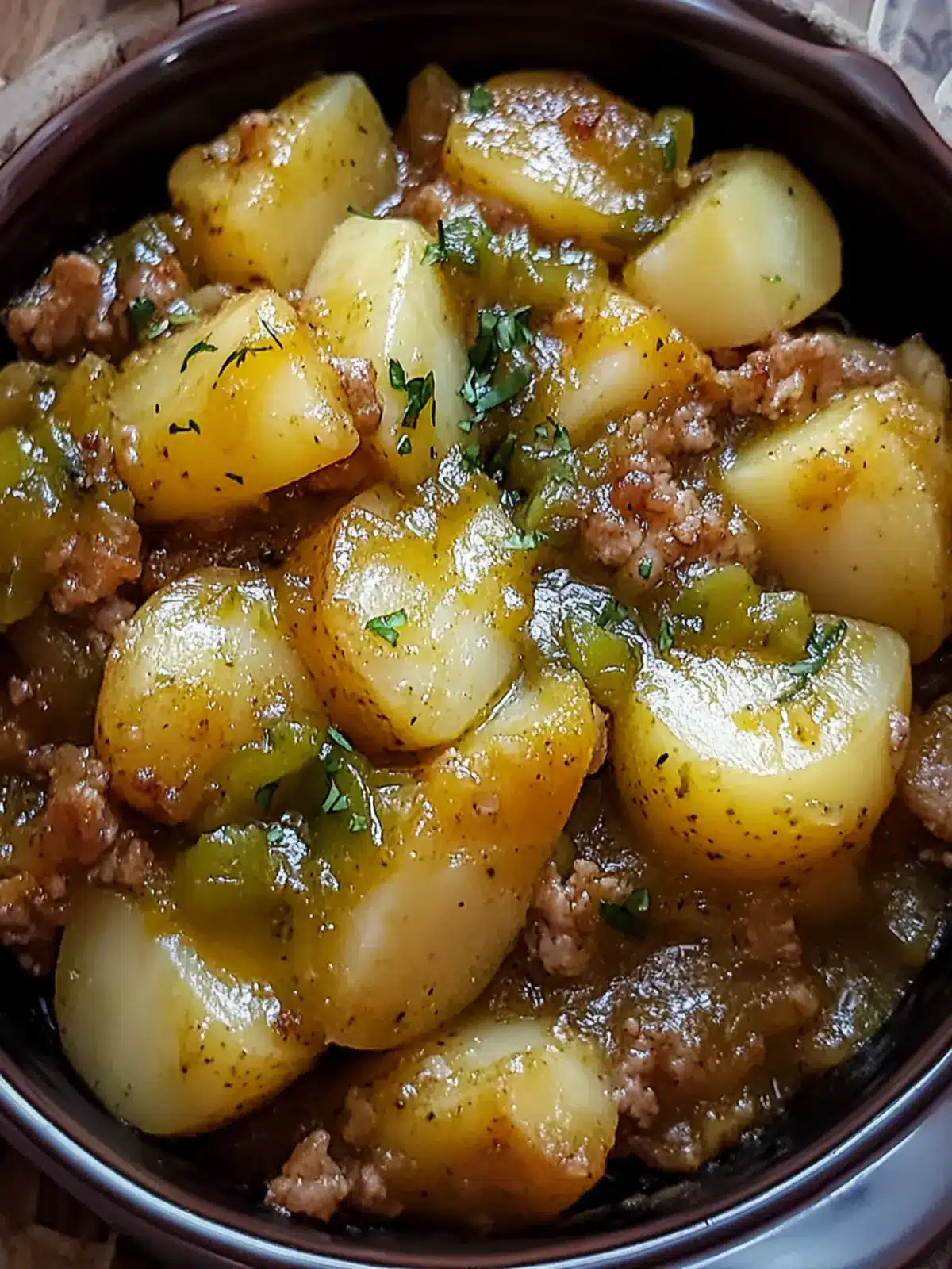 Fried Potatoes with Green Chile Poured for Comfort Food Bliss 2 Fried Potatoes With Green Chile Poured
