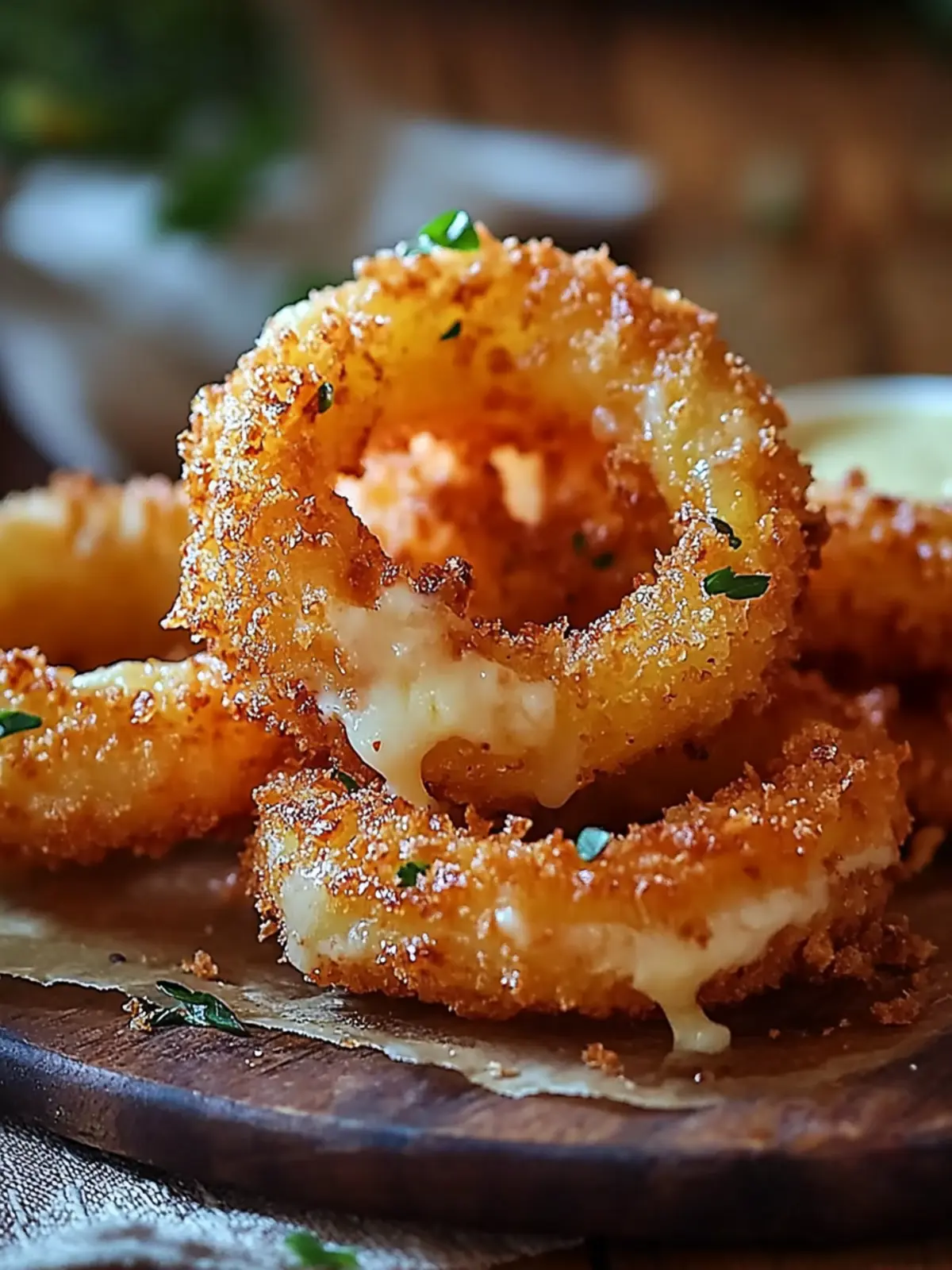 Cheesy Mozzarella Stuffed Onion Rings: A Snack You'll Crave 4 Cheesy Mozzarella Stuffed Onion Rings