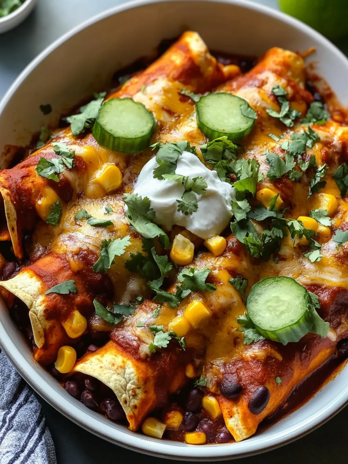 Savory Sweet Potato, Corn, and Black Bean Enchiladas Recipe 2 Sweet Potato, Corn, and Black Bean Enchiladas