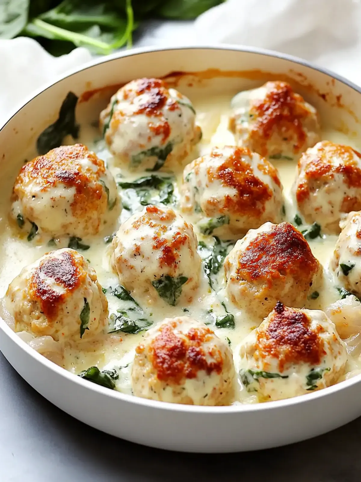 Baked Chicken Ricotta Meatballs with Spinach Alfredo Bliss Unleashed 5 Baked Chicken Ricotta Meatballs with Spinach Alfredo Bliss