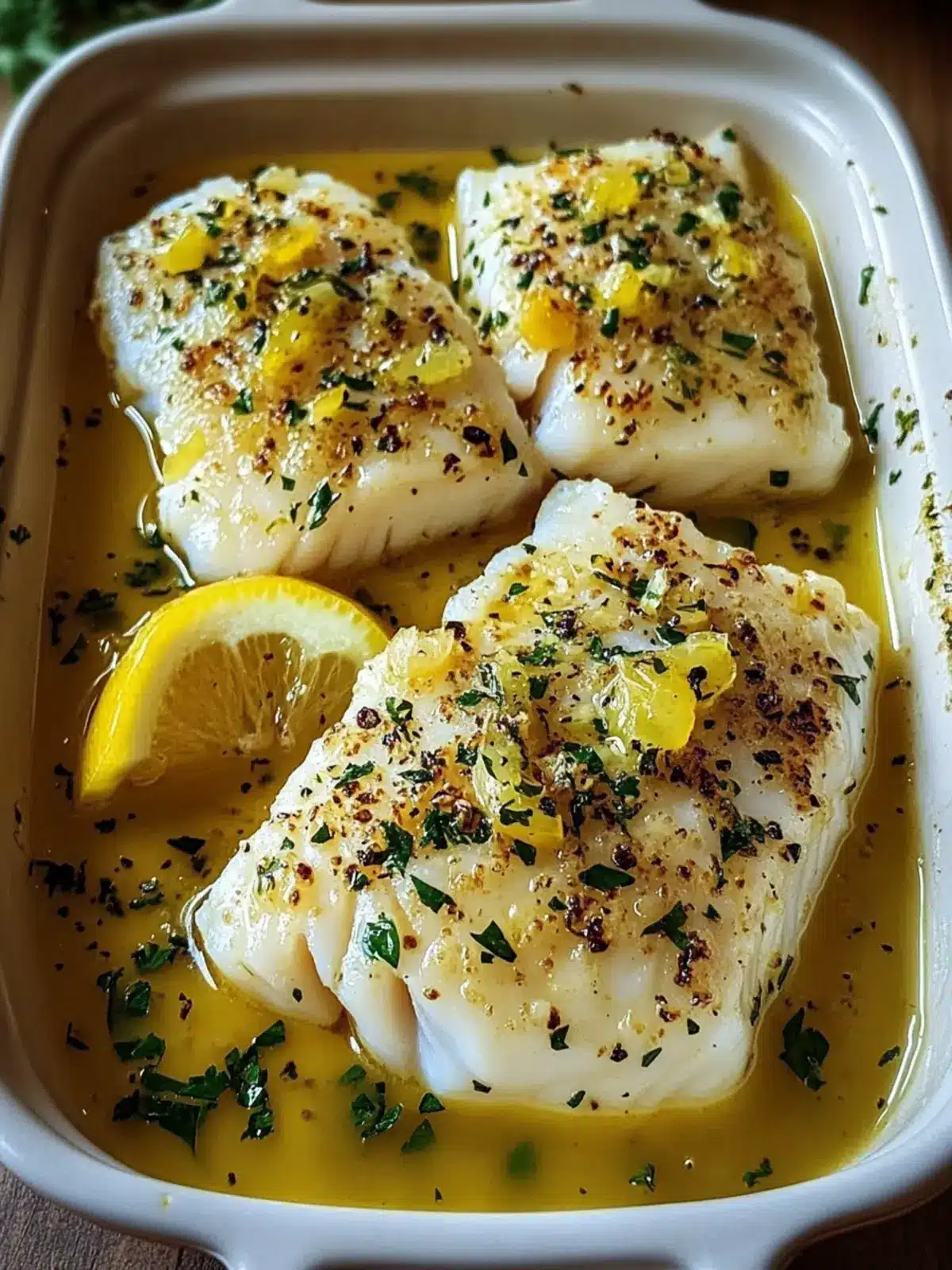 Baked Lemon-Garlic Cod with Butter Sauce: Quick & Delicious Dinner 2 Baked Lemon-Garlic Cod with Butter Sauce