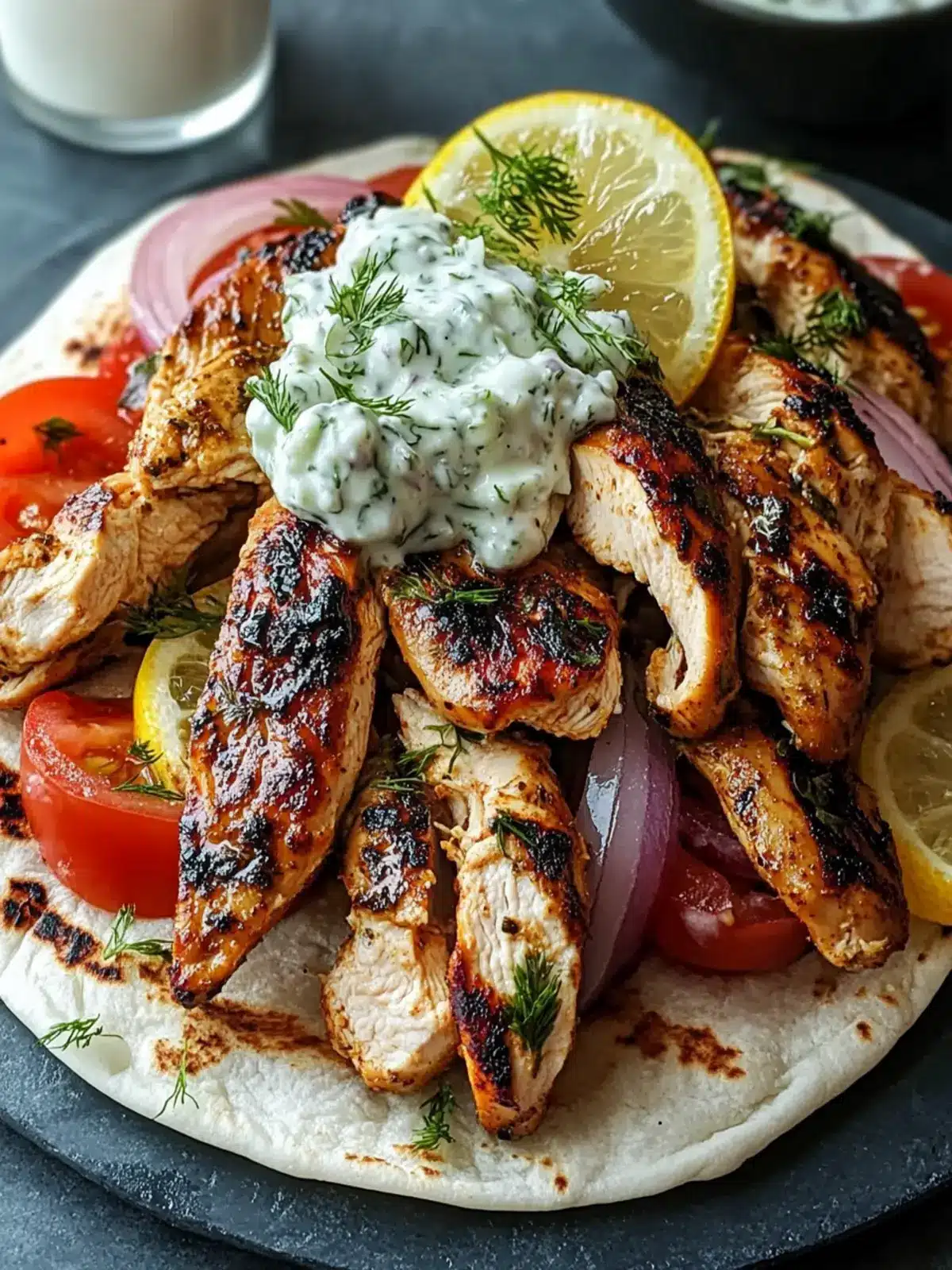 Greek Chicken Gyros with Lemon-Herb Marinade and Tzatziki Bliss 2 Greek Chicken Gyros with Lemon-Herb Marinade and Tzatziki