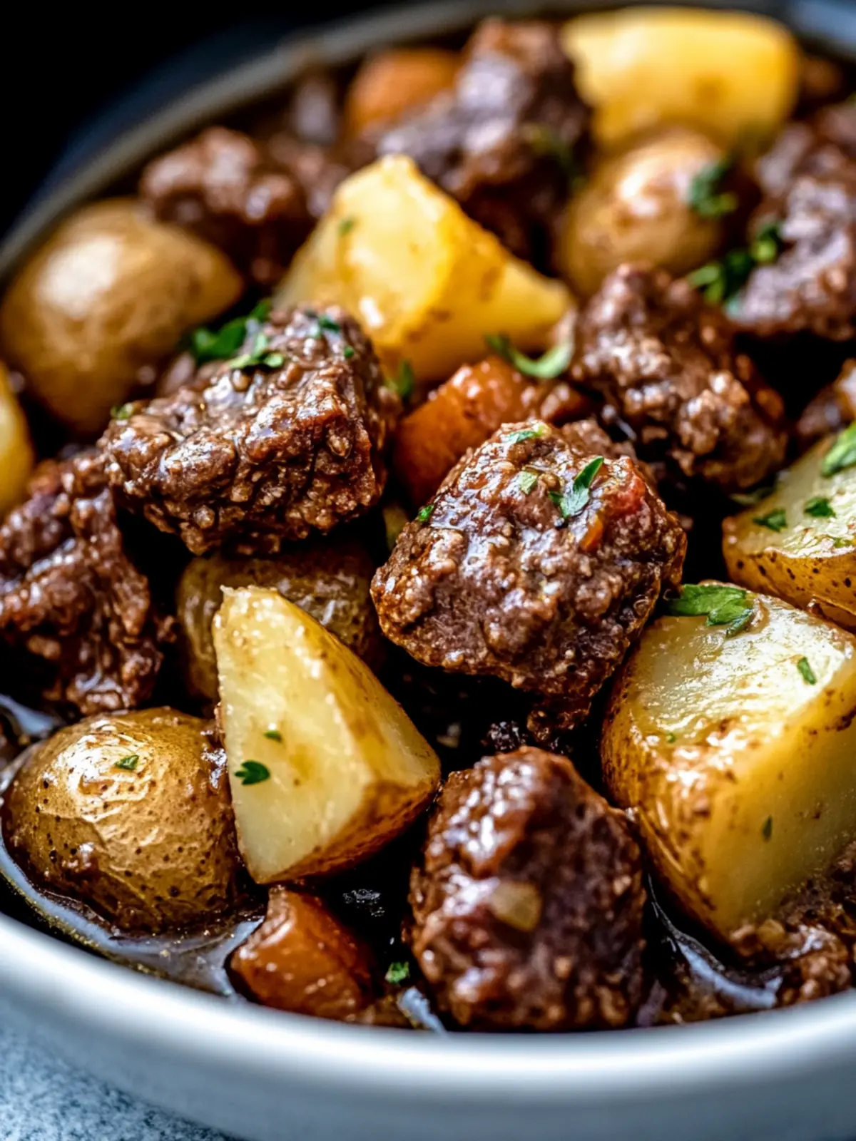 Easy Slow Cooker Garlic Butter Beef Bites & Potatoes Bliss 3 Easy Slow Cooker Garlic Butter Beef Bites & Potatoes