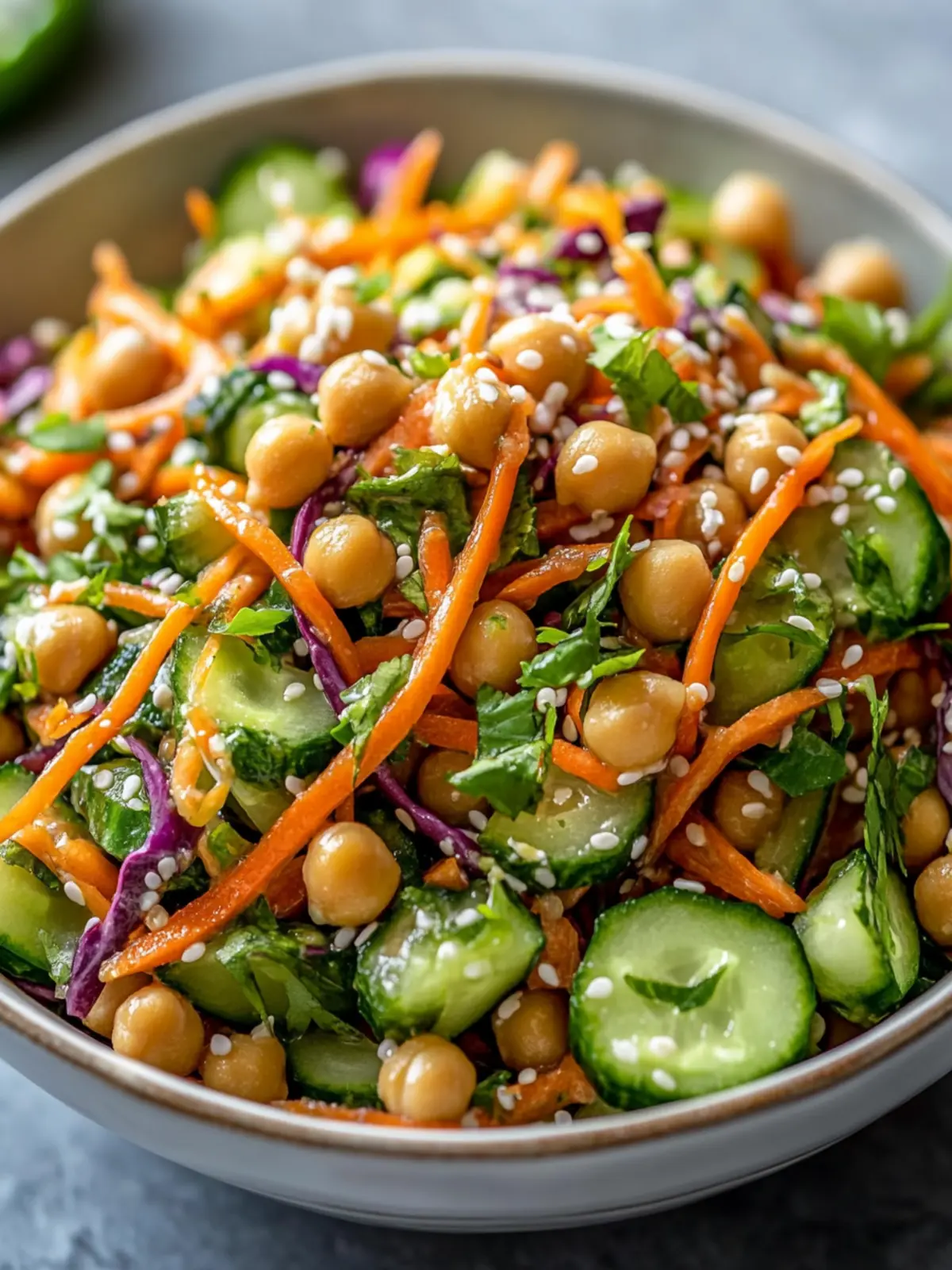 Crunchy Asian Cucumber and Chickpea Slaw with Zesty Dressing 2 Asian Cucumber and Chickpea Slaw