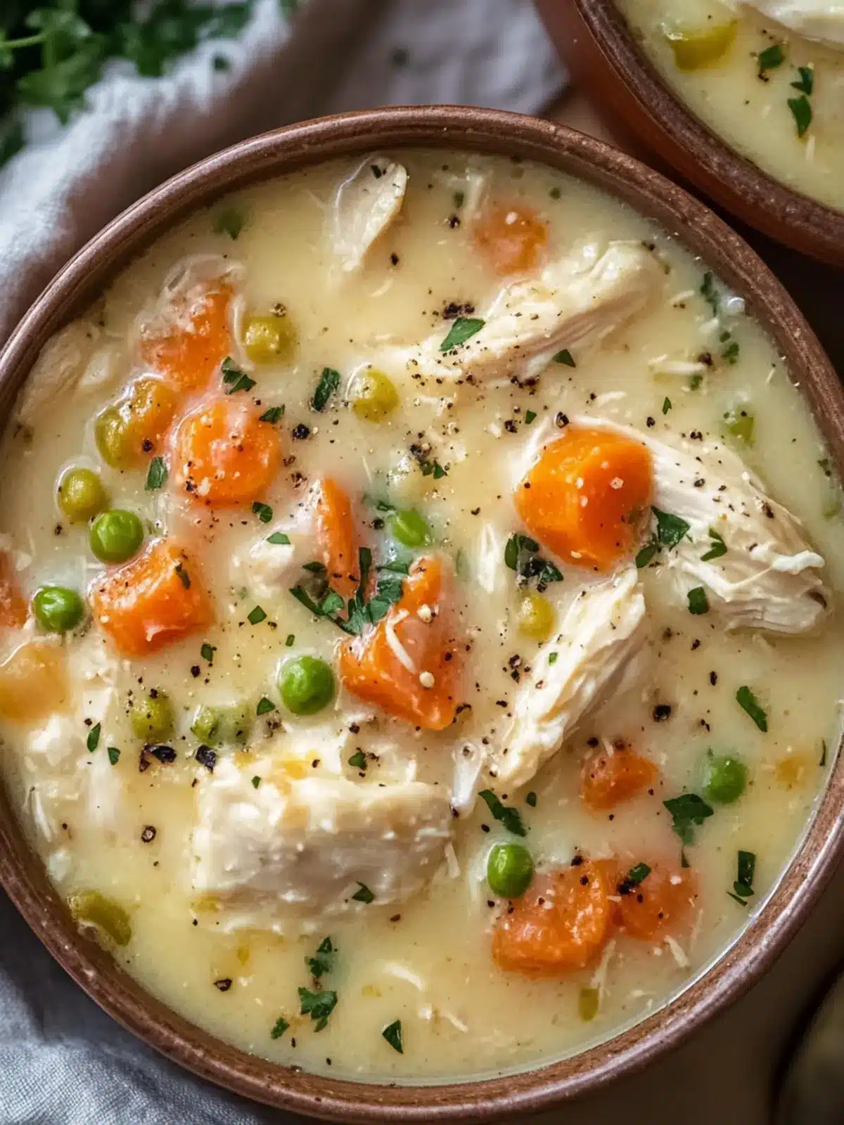 Hearty High Protein Chicken Pot Pie Soup in Just 30 Minutes 4 High Protein Chicken Pot Pie Soup