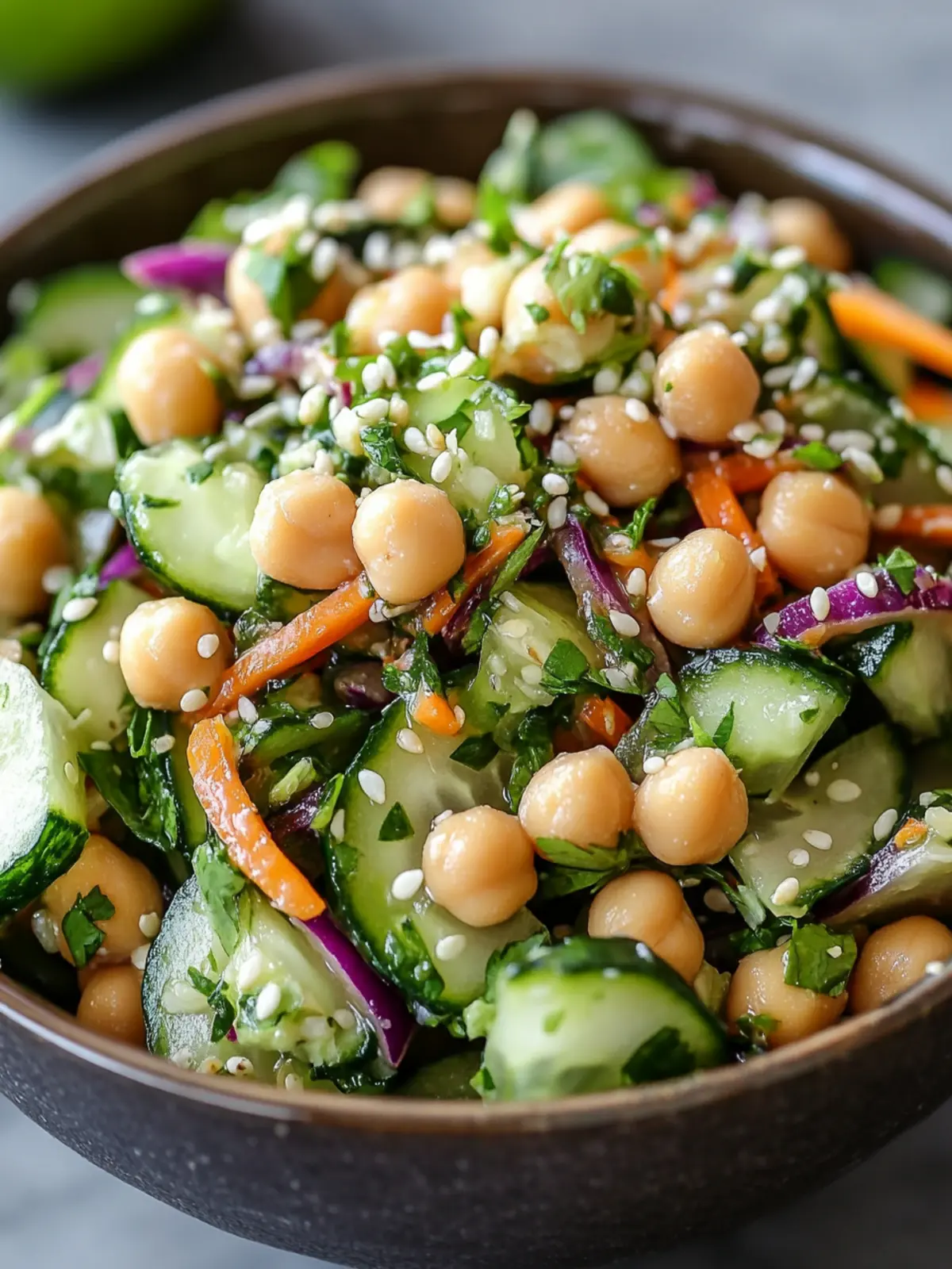 Crunchy Asian Cucumber and Chickpea Slaw with Zesty Dressing 5 Asian Cucumber and Chickpea Slaw