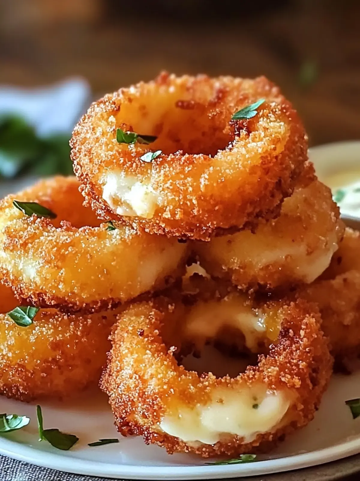 Cheesy Mozzarella Stuffed Onion Rings: A Snack You'll Crave 2 Cheesy Mozzarella Stuffed Onion Rings