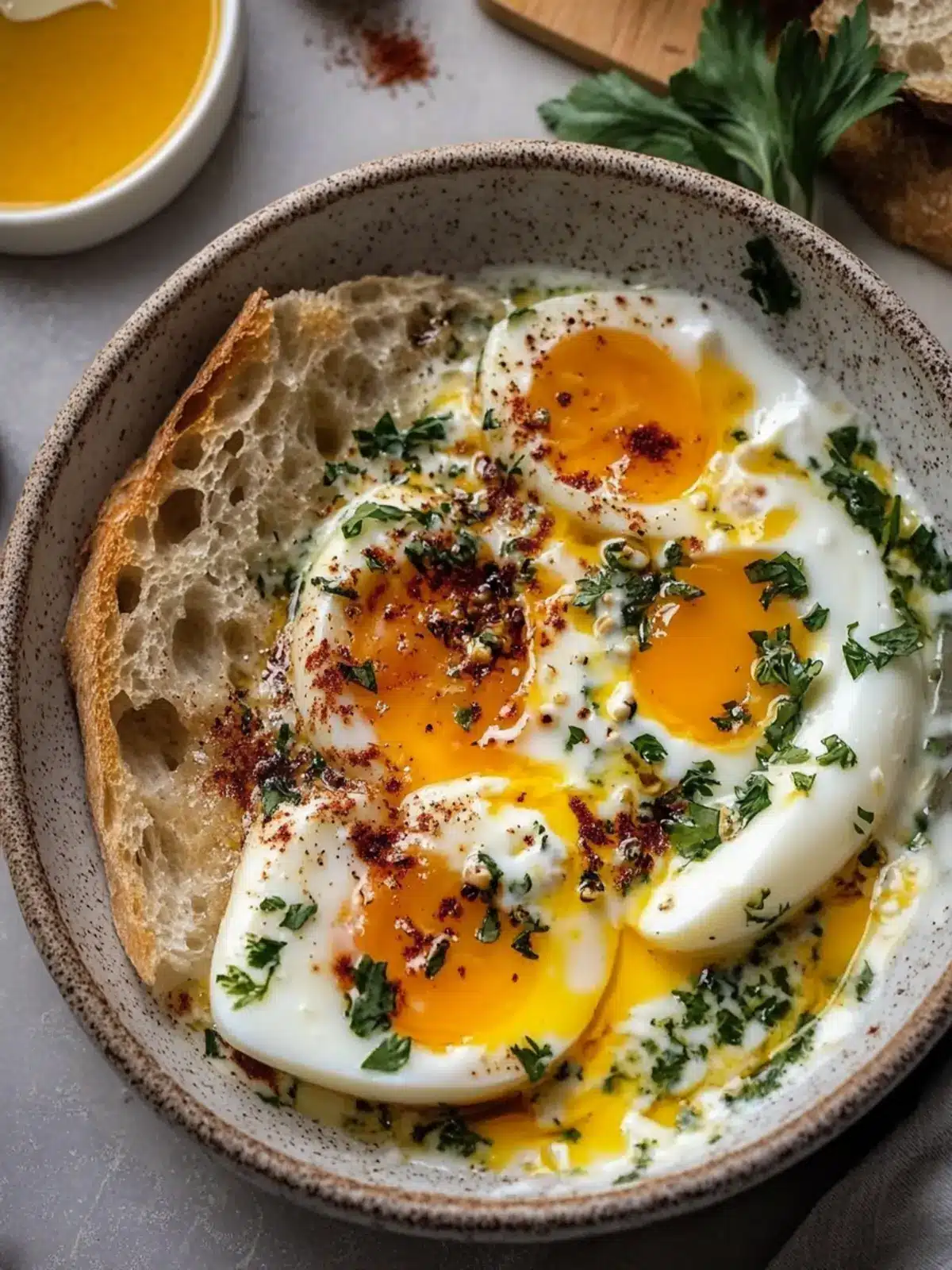 Turkish Eggs with Creamy Yogurt & Spiced Butter Bliss 4 Turkish Eggs with Creamy Yogurt & Butter Sauce