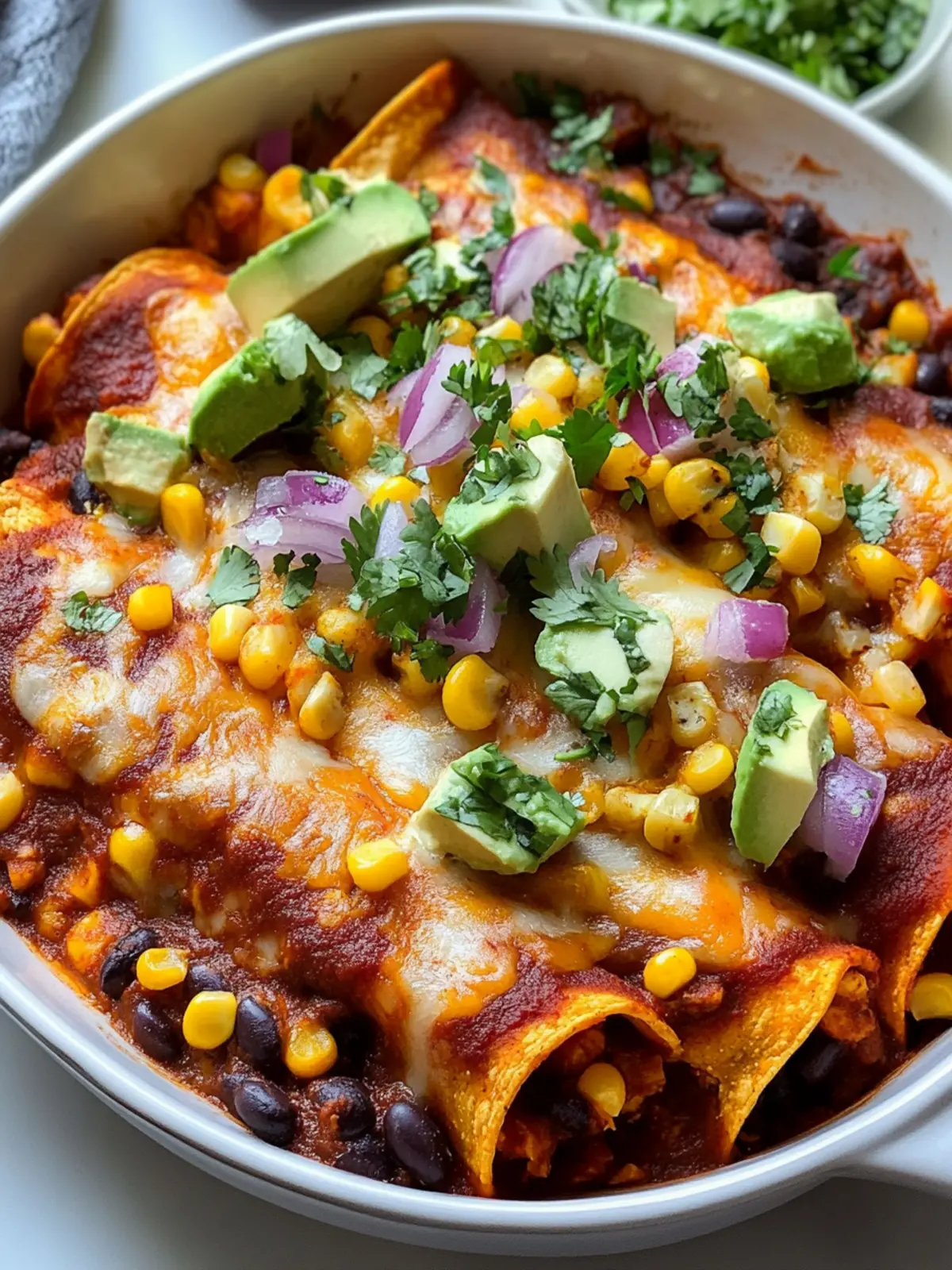 Savory Sweet Potato, Corn, and Black Bean Enchiladas Recipe 3 Sweet Potato, Corn, and Black Bean Enchiladas