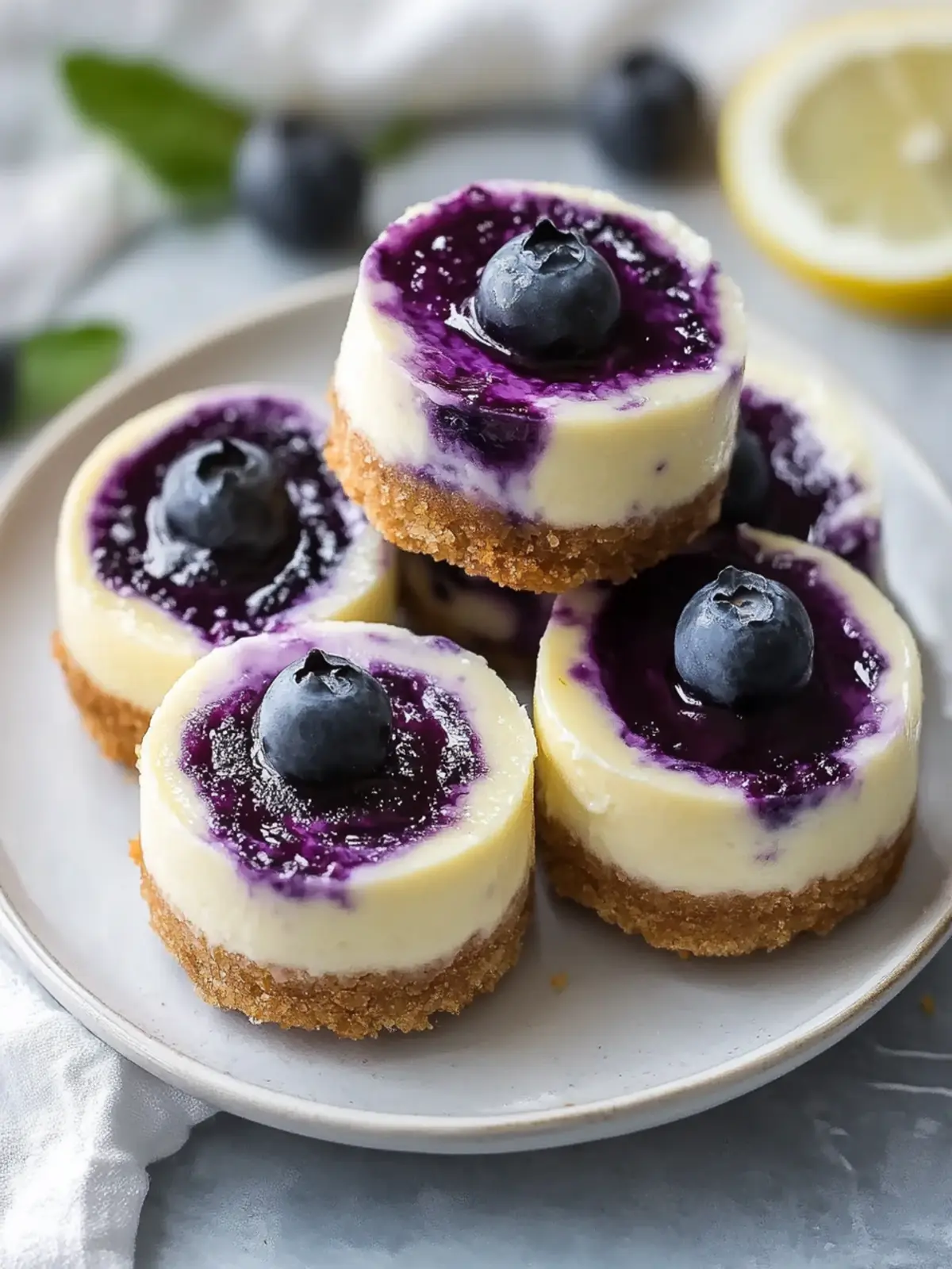 Juicy Mini Lemon Blueberry Cheesecakes