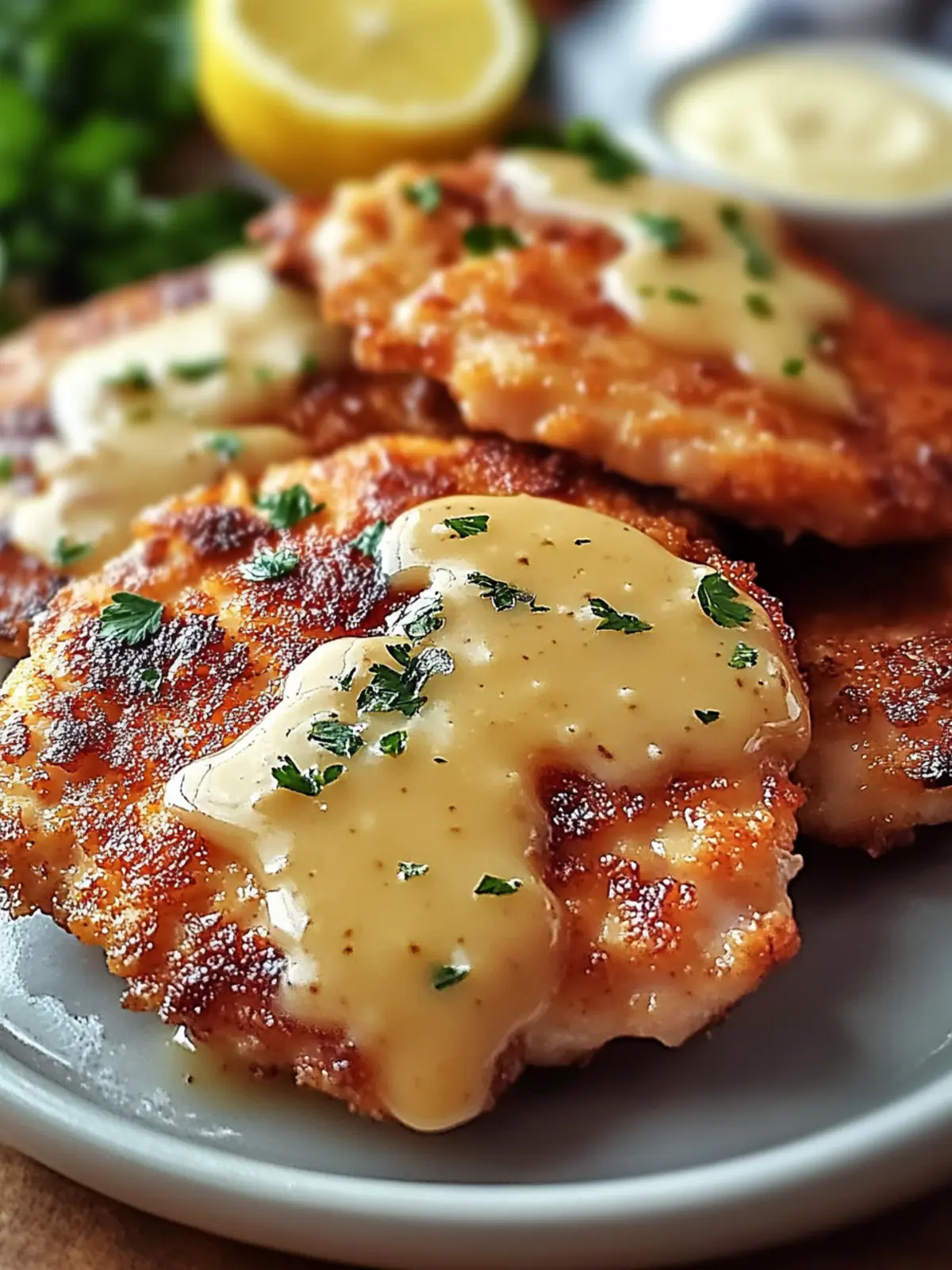 Savory Crispy Malibu Chicken with Ham, Swiss & Honey Mustard Delight 4 Crispy Malibu Chicken with Ham, Swiss & Honey Mustard