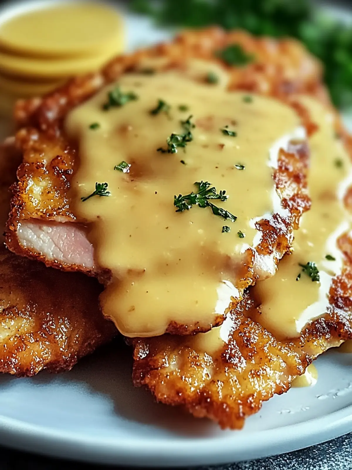Savory Crispy Malibu Chicken with Ham, Swiss & Honey Mustard Delight 5 Crispy Malibu Chicken with Ham, Swiss & Honey Mustard