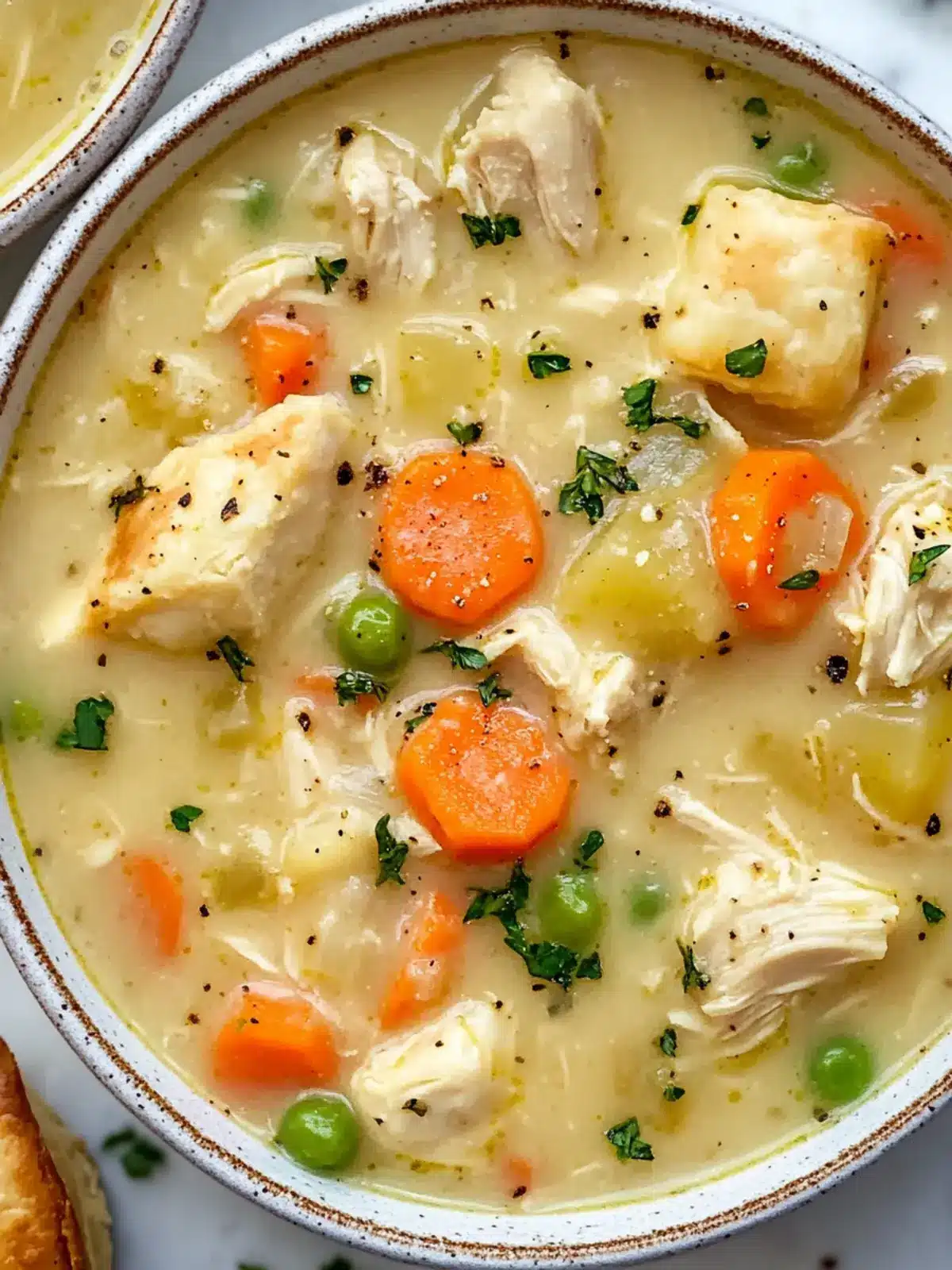 High Protein Chicken Pot Pie Soup
