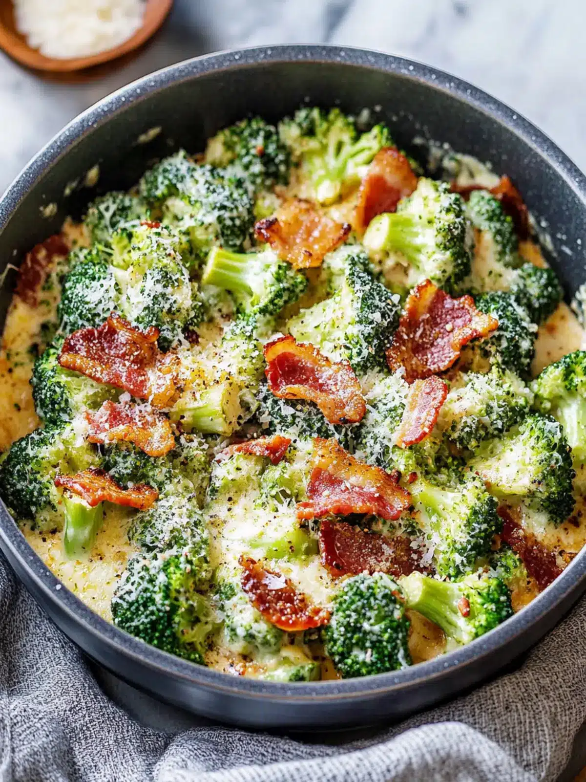 Creamy Garlic Parmesan Broccoli Recipe with Bacon Bliss 3 Creamy Garlic Parmesan Broccoli Recipe with Bacon