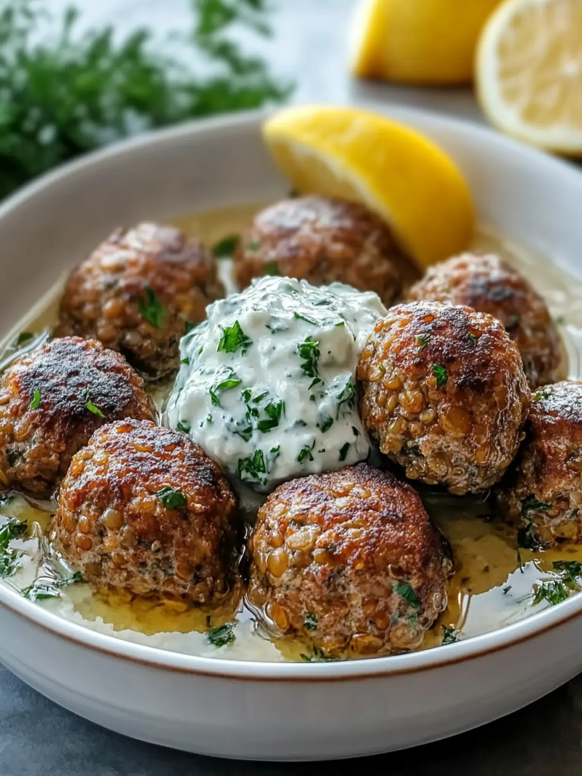 Baked Greek Lentil Meatballs with Creamy Tzatziki Bliss 4 Baked Greek Lentil Meatballs with Creamy Tzatziki