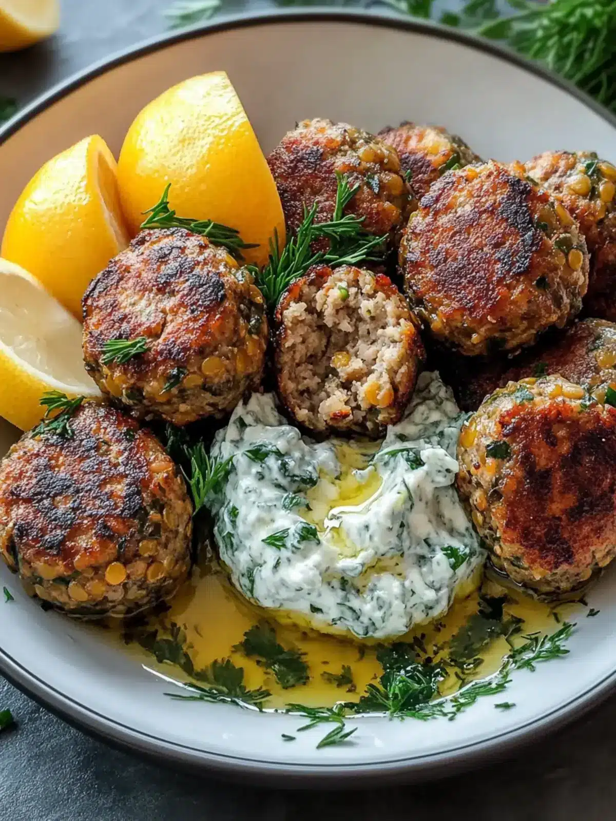 Baked Greek Lentil Meatballs with Creamy Tzatziki Bliss 3 Baked Greek Lentil Meatballs with Creamy Tzatziki