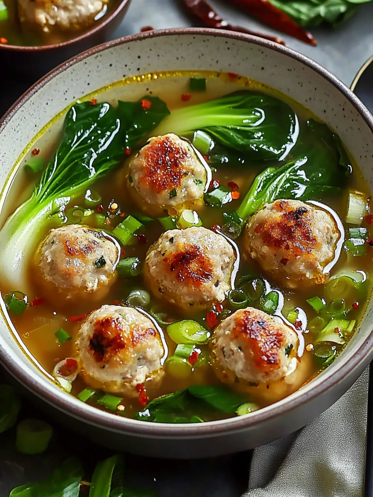 Ginger Chicken Meatball Soup with Baby Bok Choy for Cozy Nights 4 Ginger Chicken Meatball Soup with Baby Bok Choy