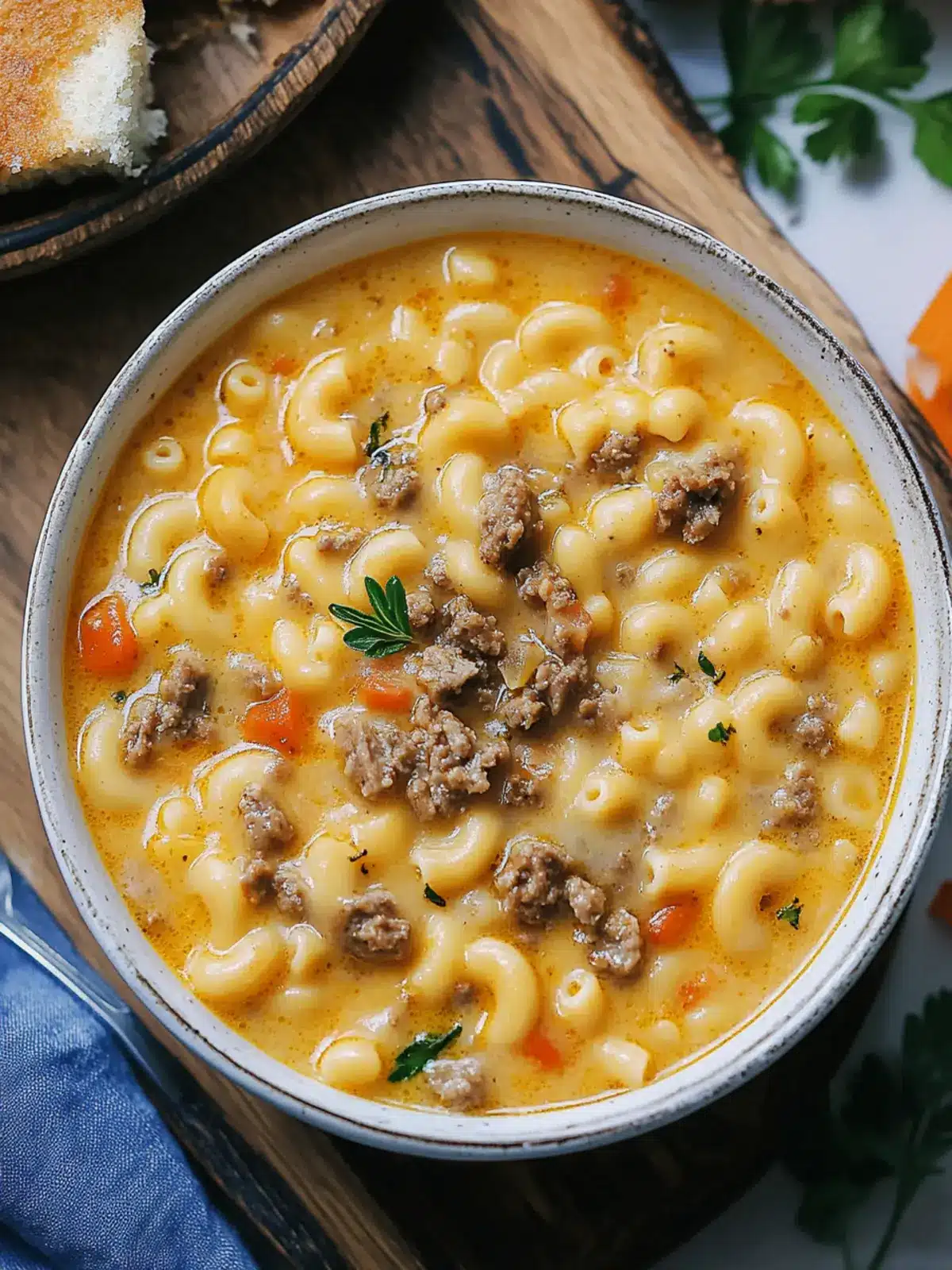 One Pot Macaroni Cheeseburger Soup