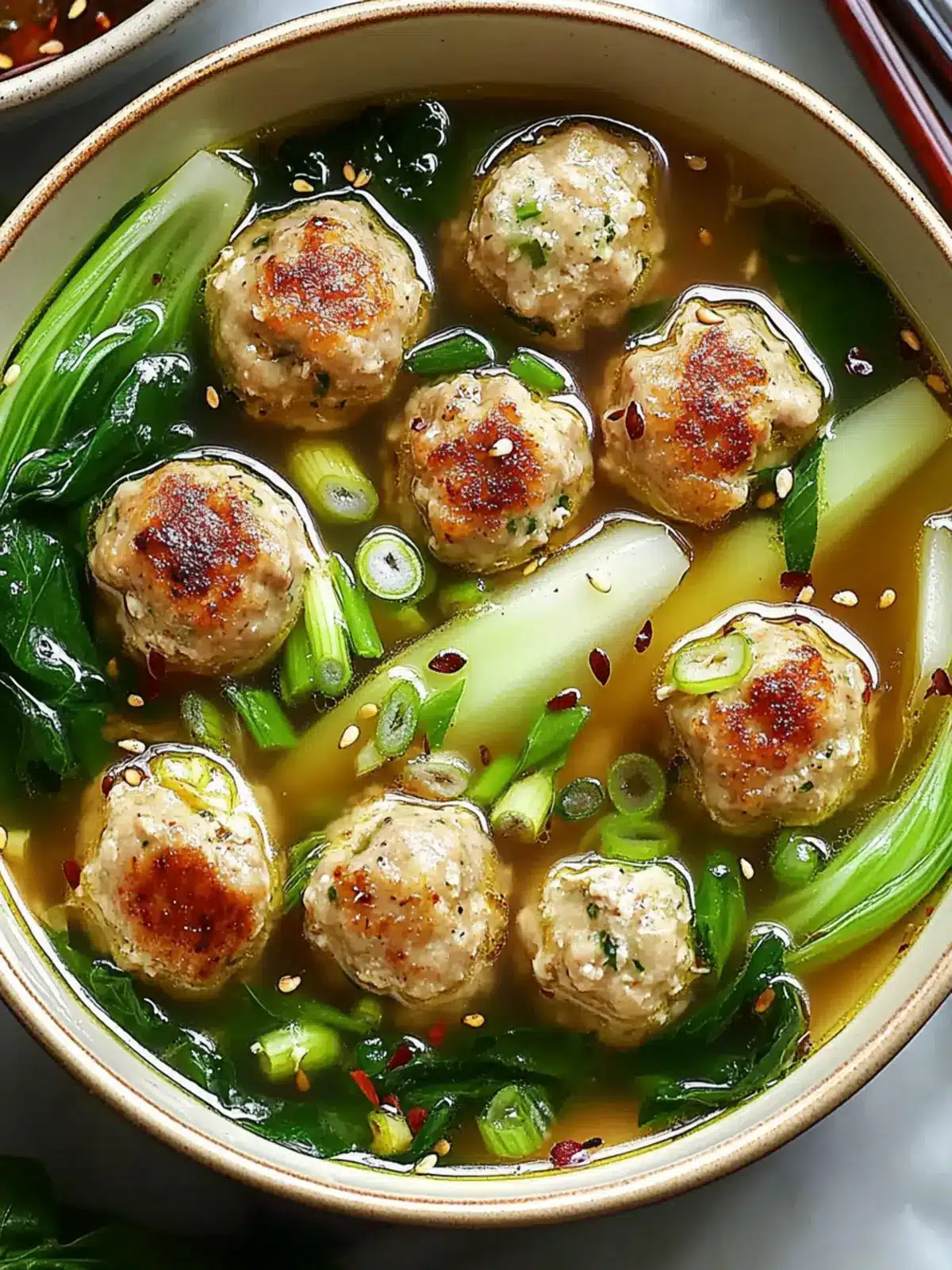 Ginger Chicken Meatball Soup with Baby Bok Choy for Cozy Nights 2 Ginger Chicken Meatball Soup with Baby Bok Choy