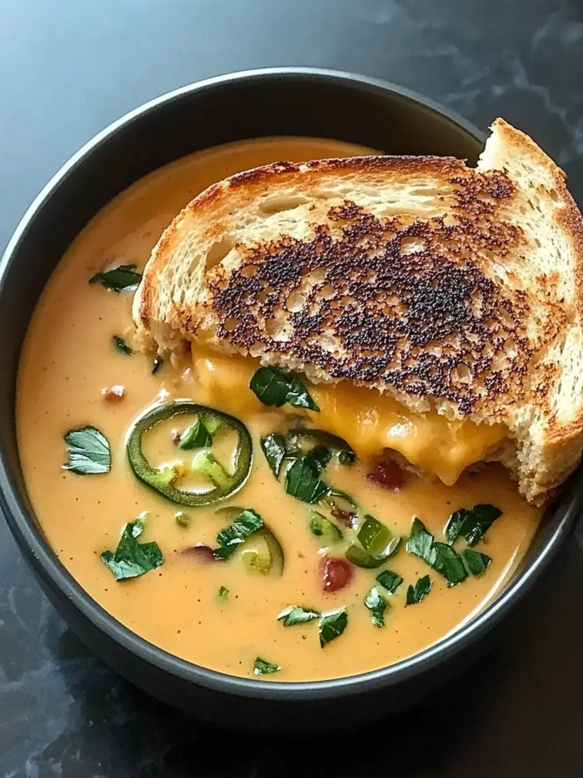 Indulge in Spicy Jalapeño Popper Soup with Grilled Cheese Dippers 3 Spicy Jalapeño Popper Soup with Grilled Cheese Dippers