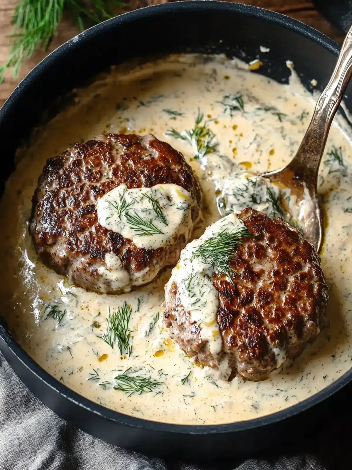 Hamburger Steaks in Creamy Dill Sauce: Family’s New Favorite 4 Hamburger Steaks in Creamy Dill Sauce