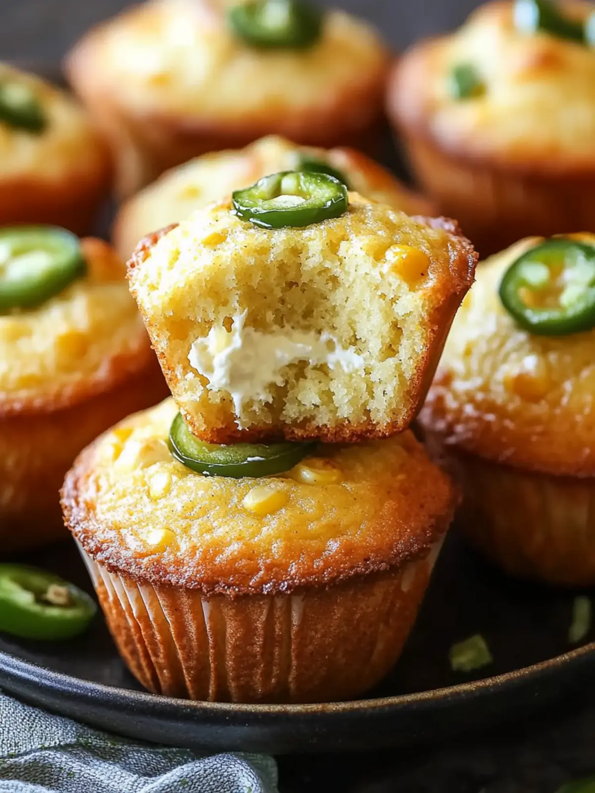 Jalapeño Cornbread Muffins with Cream Cheese Filling Bliss 3 Jalapeño Cornbread Muffins with Cream Cheese Filling