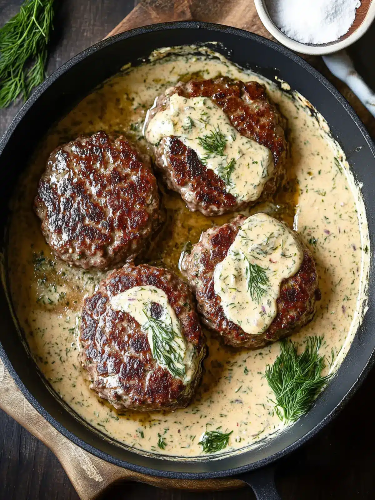 Hamburger Steaks in Creamy Dill Sauce: Family’s New Favorite 3 Hamburger Steaks in Creamy Dill Sauce