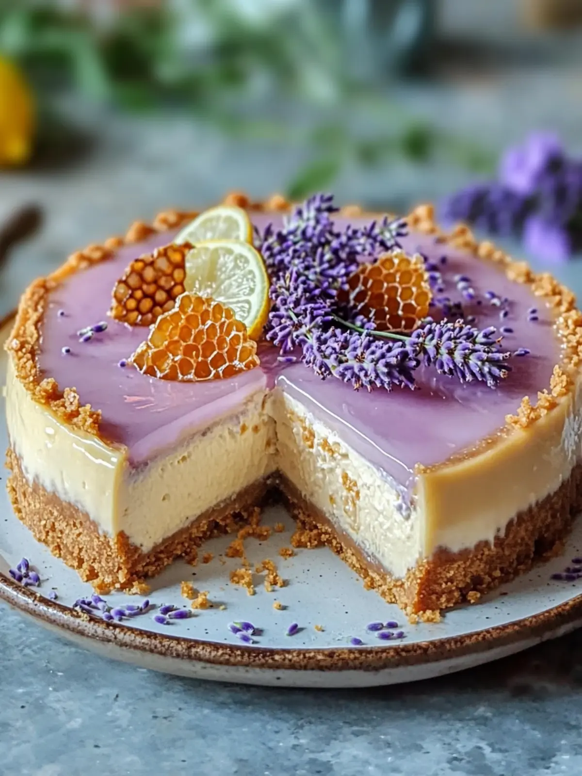 Lemon Lavender Cheesecake with Honeycomb Delight Made Easy 4 Lemon Lavender Cheesecake with Honeycomb Delight