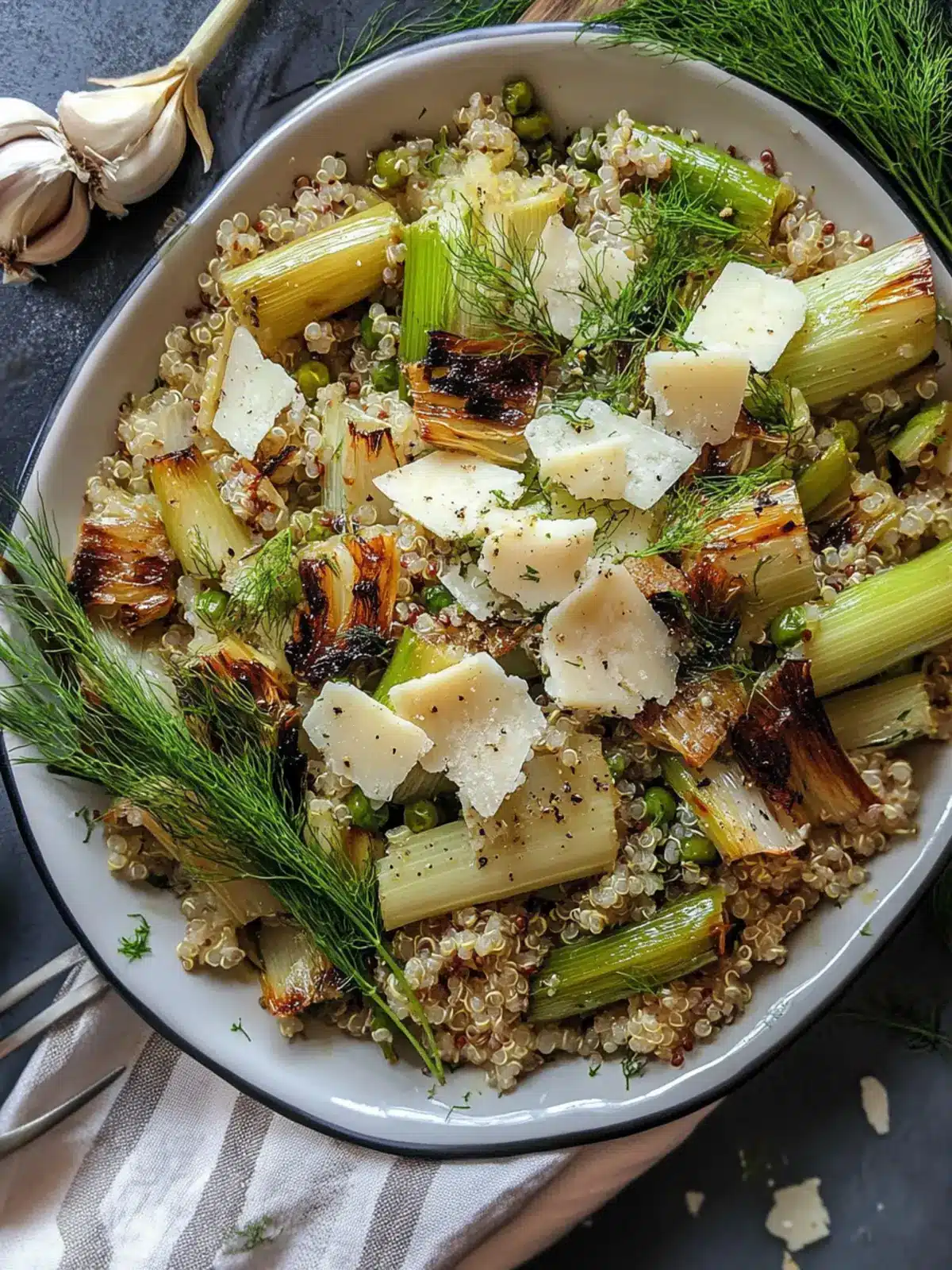 Roasted Leeks, Fennel & Green Garlic Quinoa Salad Magic 2 Roasted Leeks, Fennel & Green Garlic with Quinoa and Pecorino