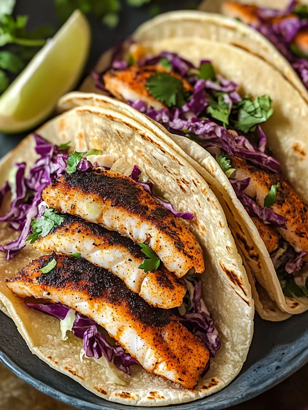 Scrumptious Blackened Fish Tacos with Zesty Chipotle Sauce 2 Blackened Fish Tacos