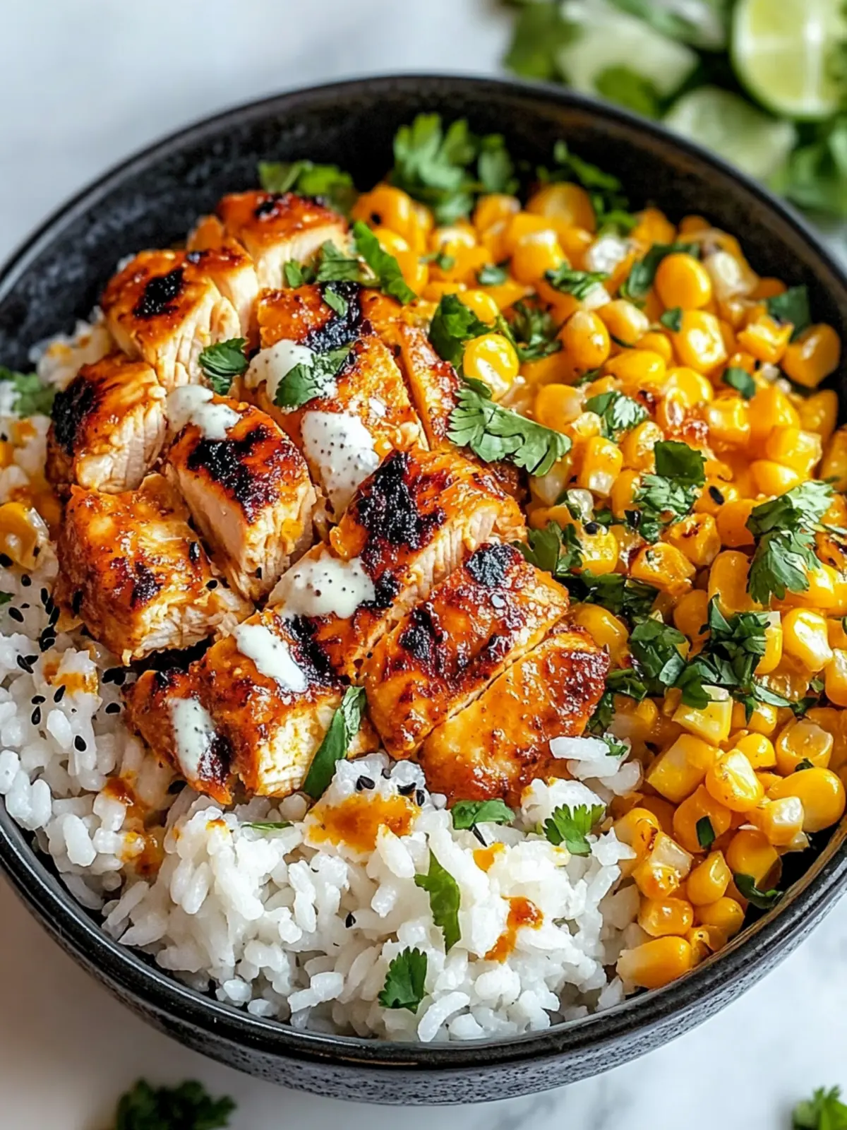 Savory Street Corn Chicken Rice Bowl with Custom Toppings 2 Street Corn Chicken Rice Bowl