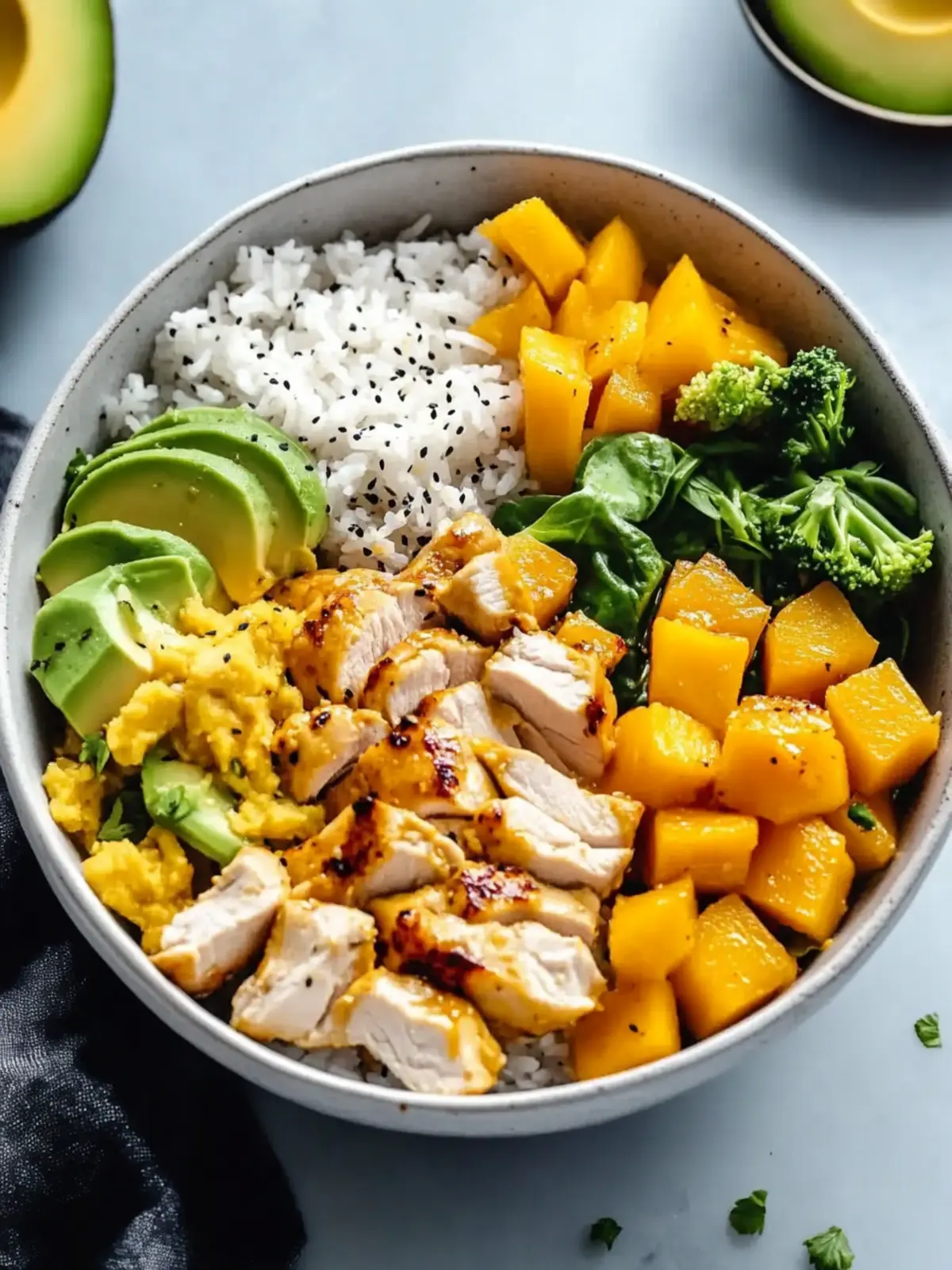 Savory Chicken Buddha Bowl with Spicy Mango Sauce Recipe 2 Chicken Buddha Bowl with Spicy Mango Sauce Recipe