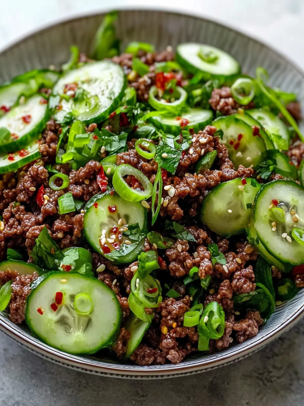 Spicy Keto Korean Ground Beef with Crunchy Cucumber Salad 4 Spicy Keto Korean Ground Beef with Cucumber Salad