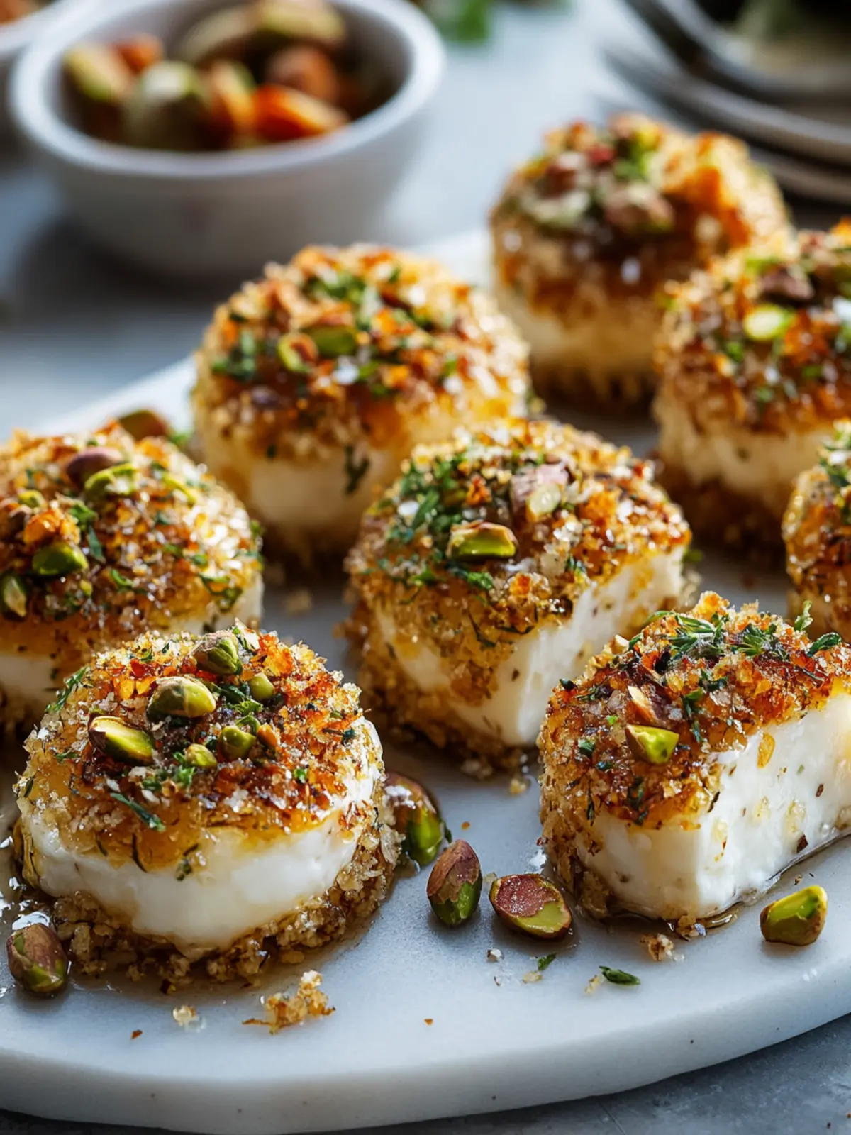 Savory Pistachio-Crusted Brie Bites for Effortless Entertaining 5 Savory Pistachio-Crusted Brie Bites: