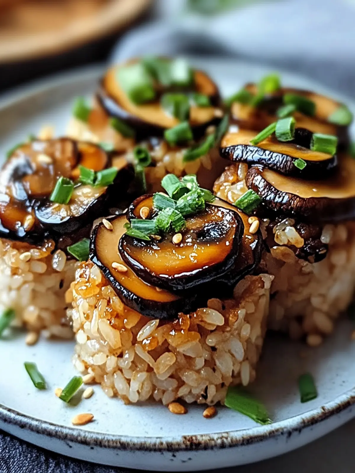 Miso Mushroom Crispy Rice Savory Sushi Snack