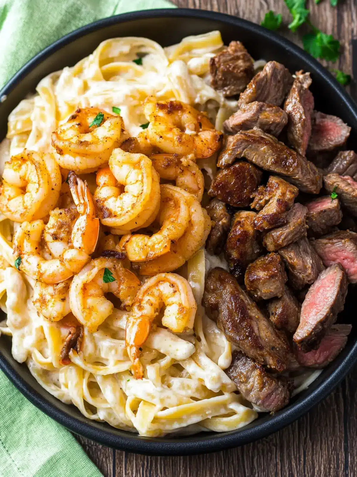 Cajun Shrimp and Steak Alfredo Pasta for Ultimate Flavor Bliss 2 Cajun shrimp and steak alfredo pasta