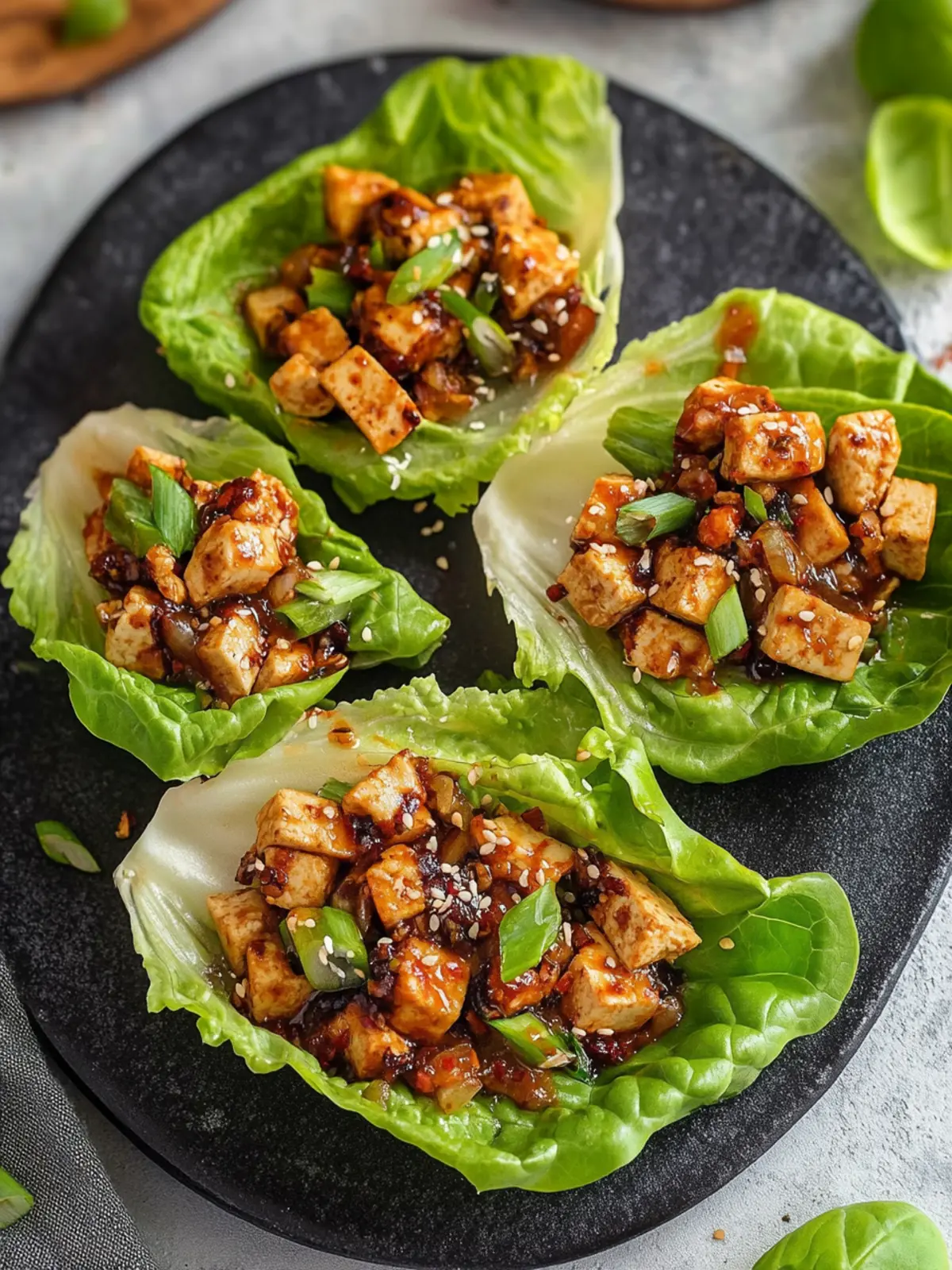 Savor Tofu Lettuce Wraps with Irresistible Umami Glaze 3 Tofu Lettuce Wraps