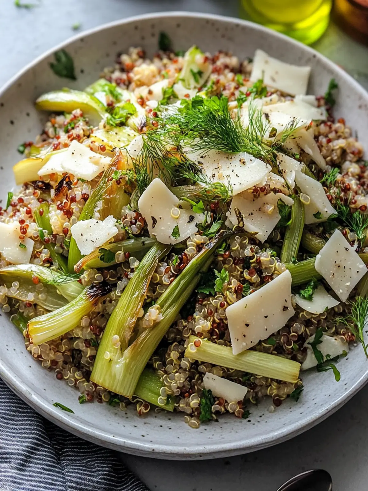 Roasted Leeks, Fennel & Green Garlic Quinoa Salad Magic 5 Roasted Leeks, Fennel & Green Garlic with Quinoa and Pecorino