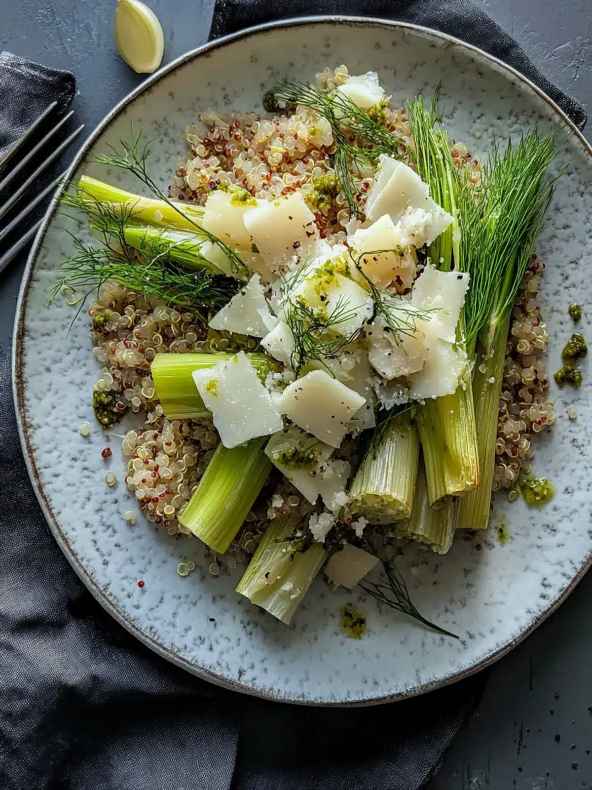 Roasted Leeks, Fennel & Green Garlic Quinoa Salad Magic 4 Roasted Leeks, Fennel & Green Garlic with Quinoa and Pecorino