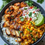 Savory Street Corn Chicken Rice Bowl with Custom Toppings 9 Street Corn Chicken Rice Bowl