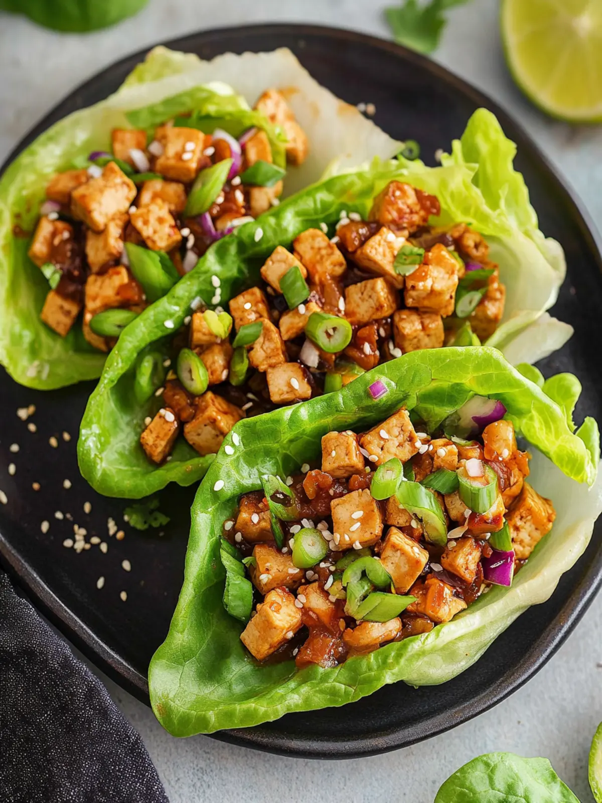 Savor Tofu Lettuce Wraps with Irresistible Umami Glaze 4 Tofu Lettuce Wraps