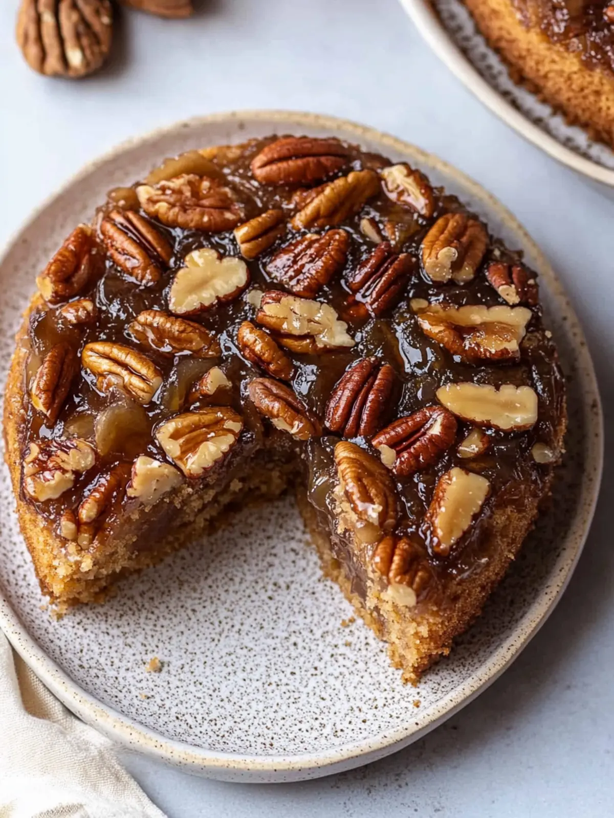 Indulge in Vegan Pecan Upside Down Cake - A Cozy Delight 2 Vegan Pecan Upside Down Cake