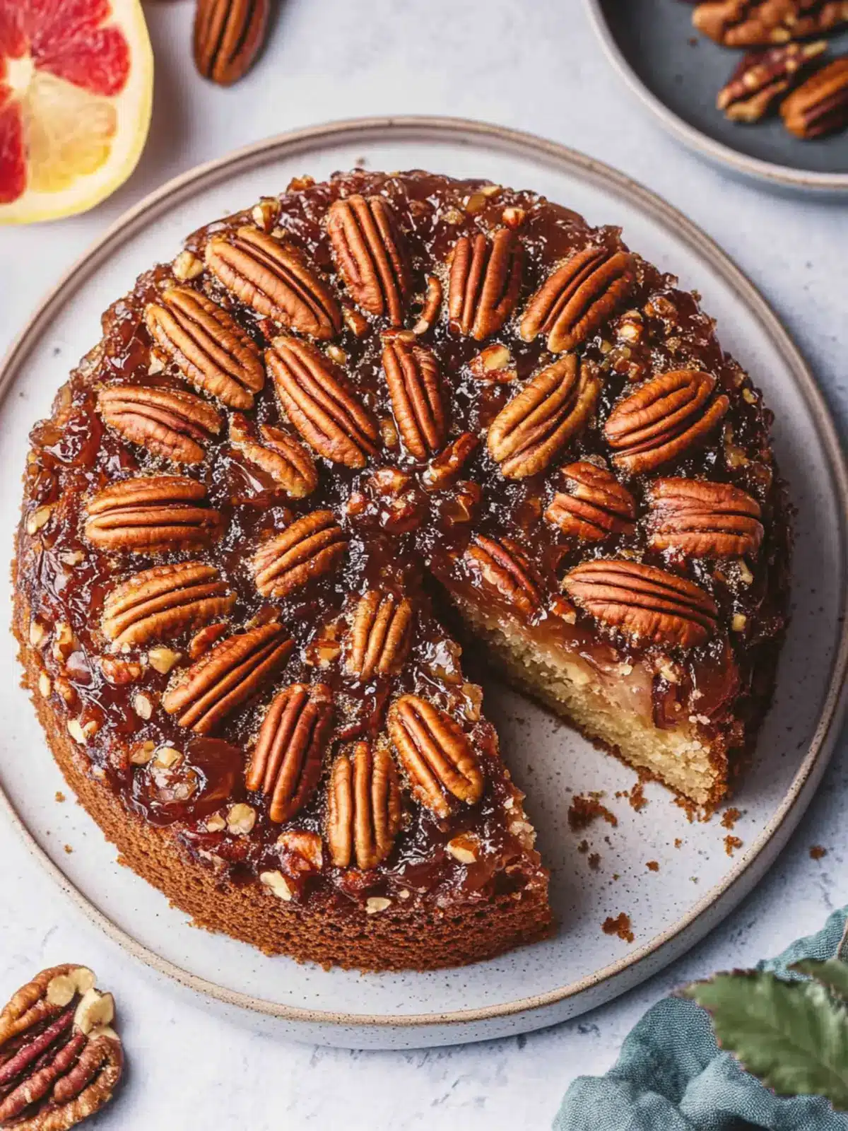 Indulge in Vegan Pecan Upside Down Cake - A Cozy Delight 3 Vegan Pecan Upside Down Cake