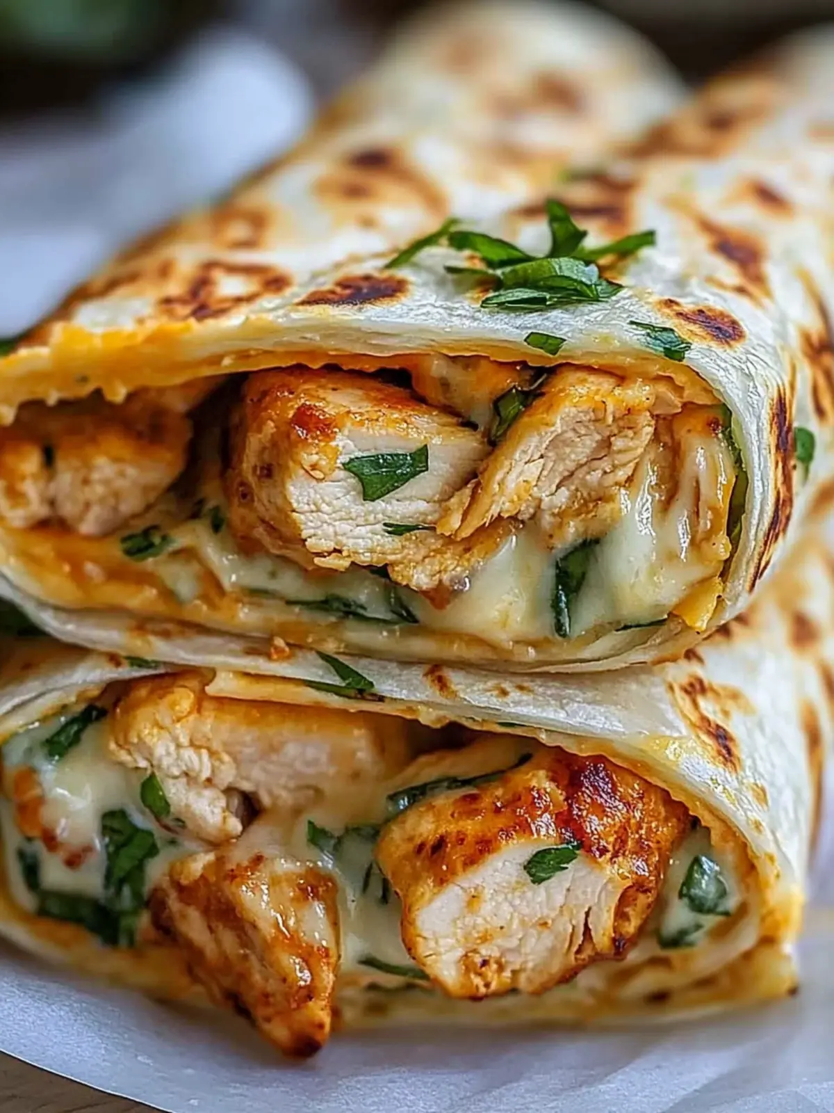 Cheesy Garlic Chicken Wraps: Low Carb Delight in 20 Minutes 2 Cheesy Garlic Chicken Wraps