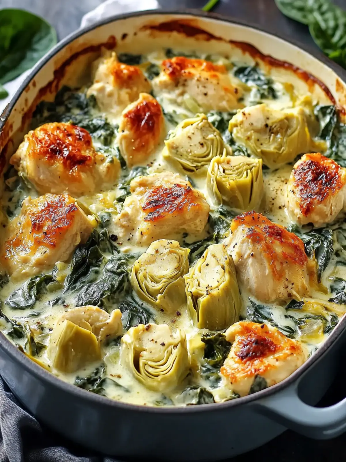 High-Protein Spinach and Artichoke Chicken Casserole Delight 5 High-Protein Spinach and Artichoke Chicken Casserole