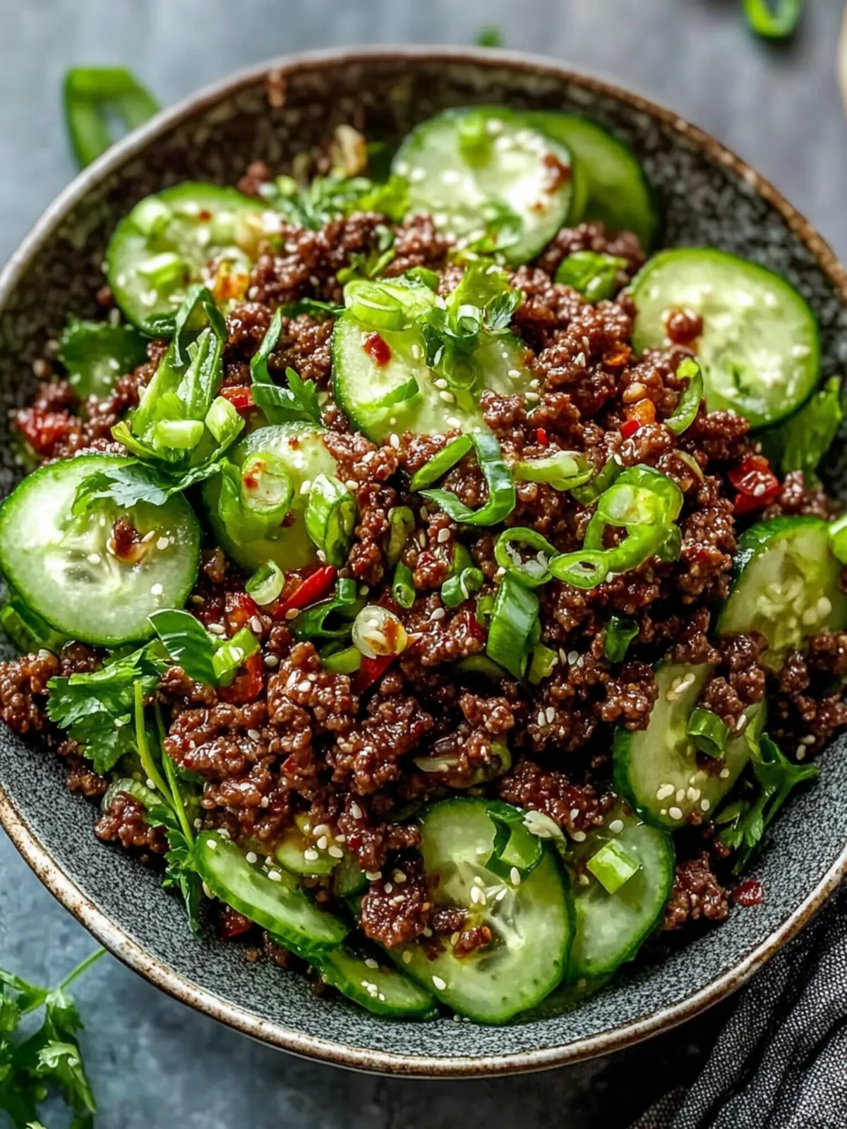 Spicy Keto Korean Ground Beef with Crunchy Cucumber Salad 5 Spicy Keto Korean Ground Beef with Cucumber Salad